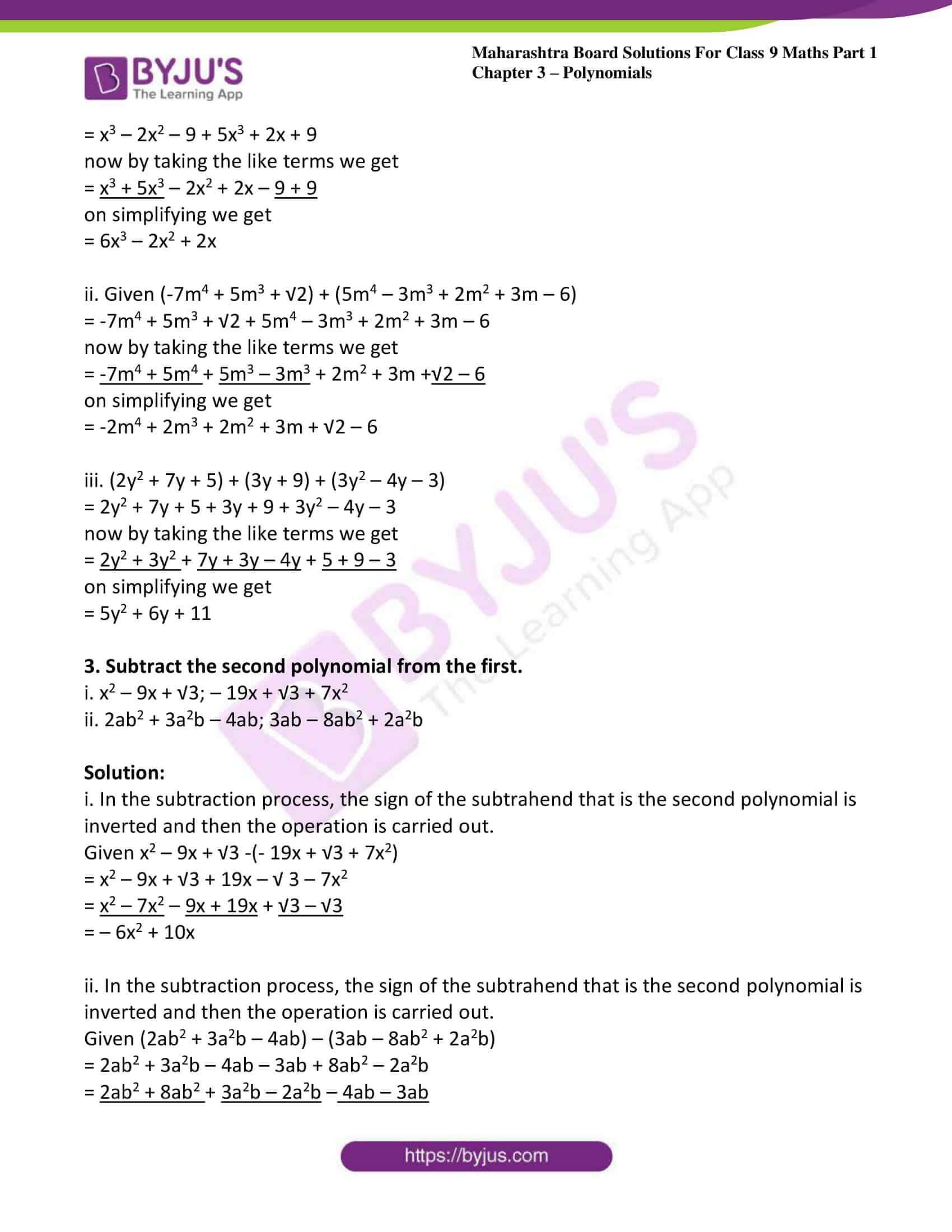 msbshse sol class 9 maths part 1 chapter 3 polynomials 09 msbshse sol class 9 maths part 1 chapter 3 polynomials 09