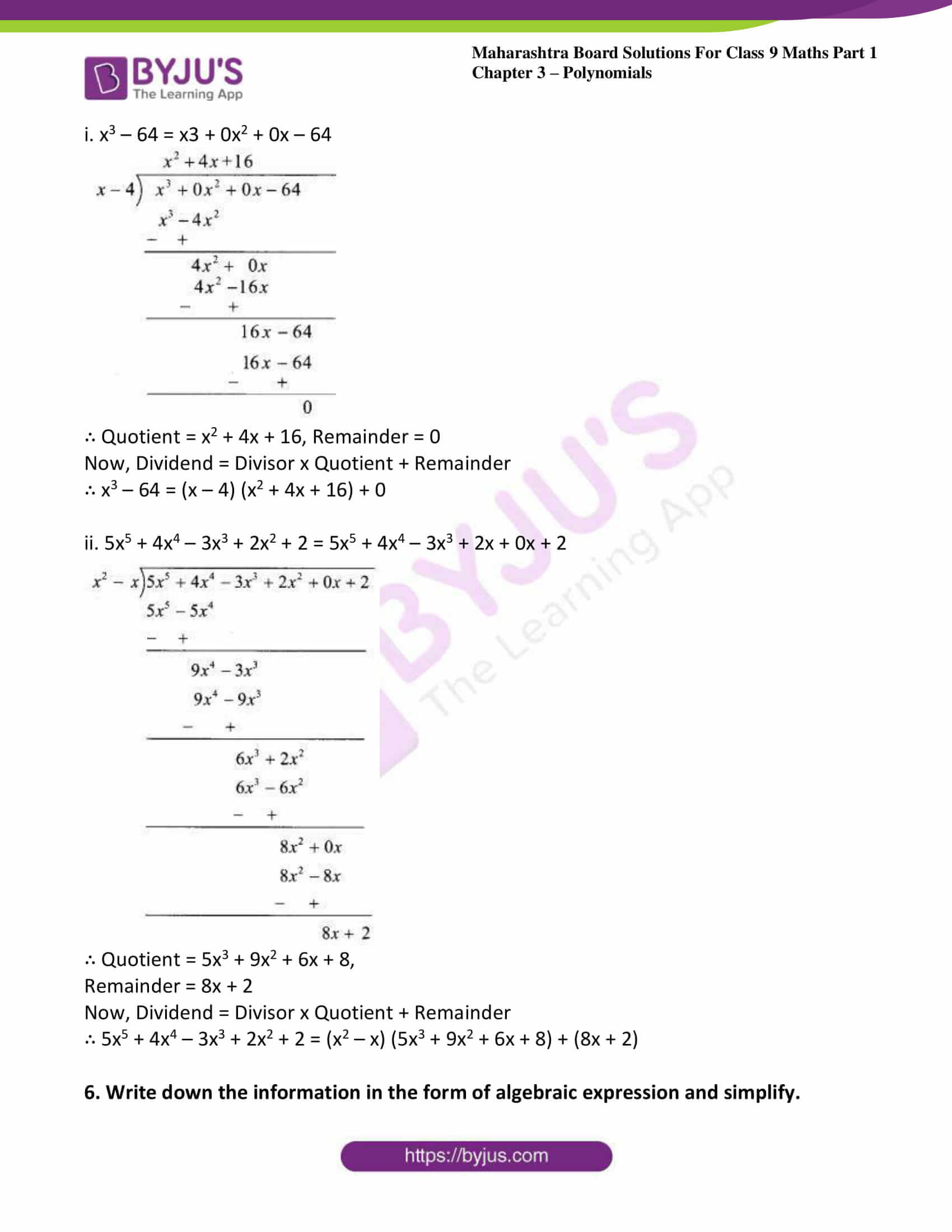 msbshse sol class 9 maths part 1 chapter 3 polynomials 11 msbshse sol class 9 maths part 1 chapter 3 polynomials 11