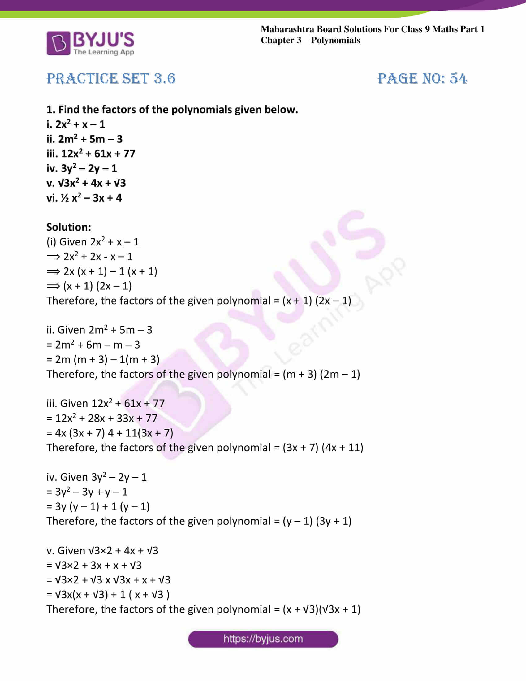 msbshse sol class 9 maths part 1 chapter 3 polynomials 25 msbshse sol class 9 maths part 1 chapter 3 polynomials 25