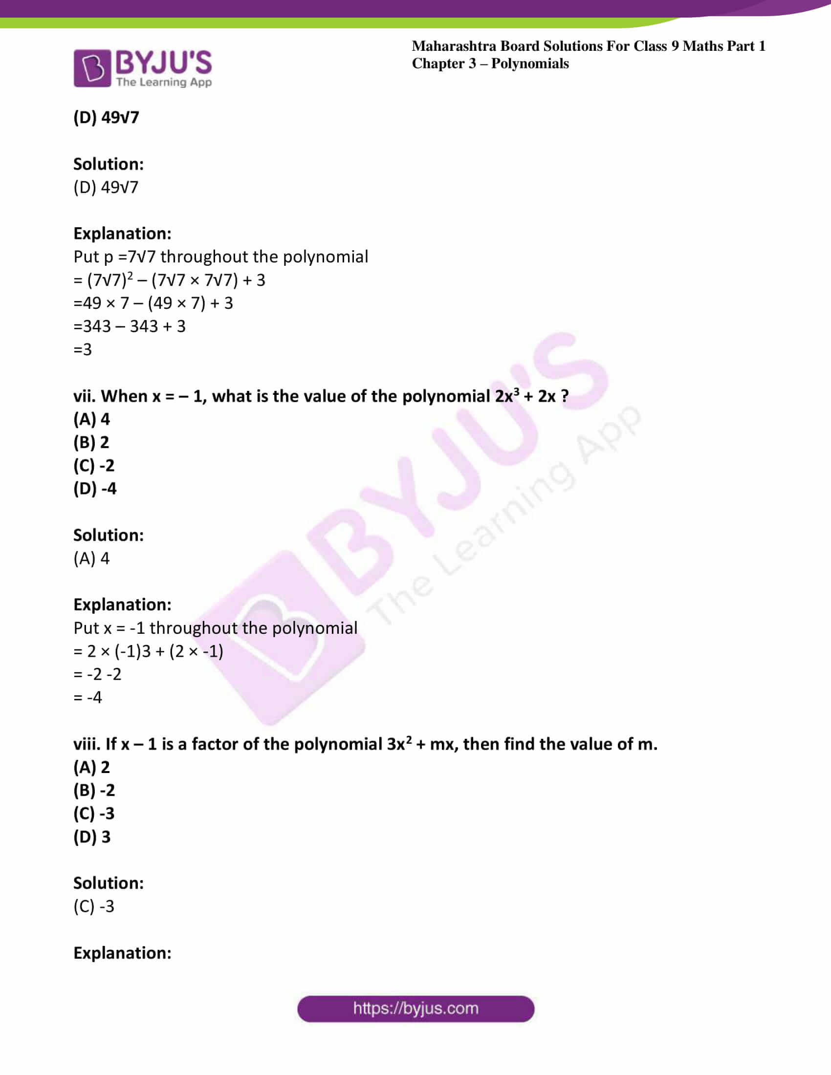 msbshse sol class 9 maths part 1 chapter 3 polynomials 31 msbshse sol class 9 maths part 1 chapter 3 polynomials 31