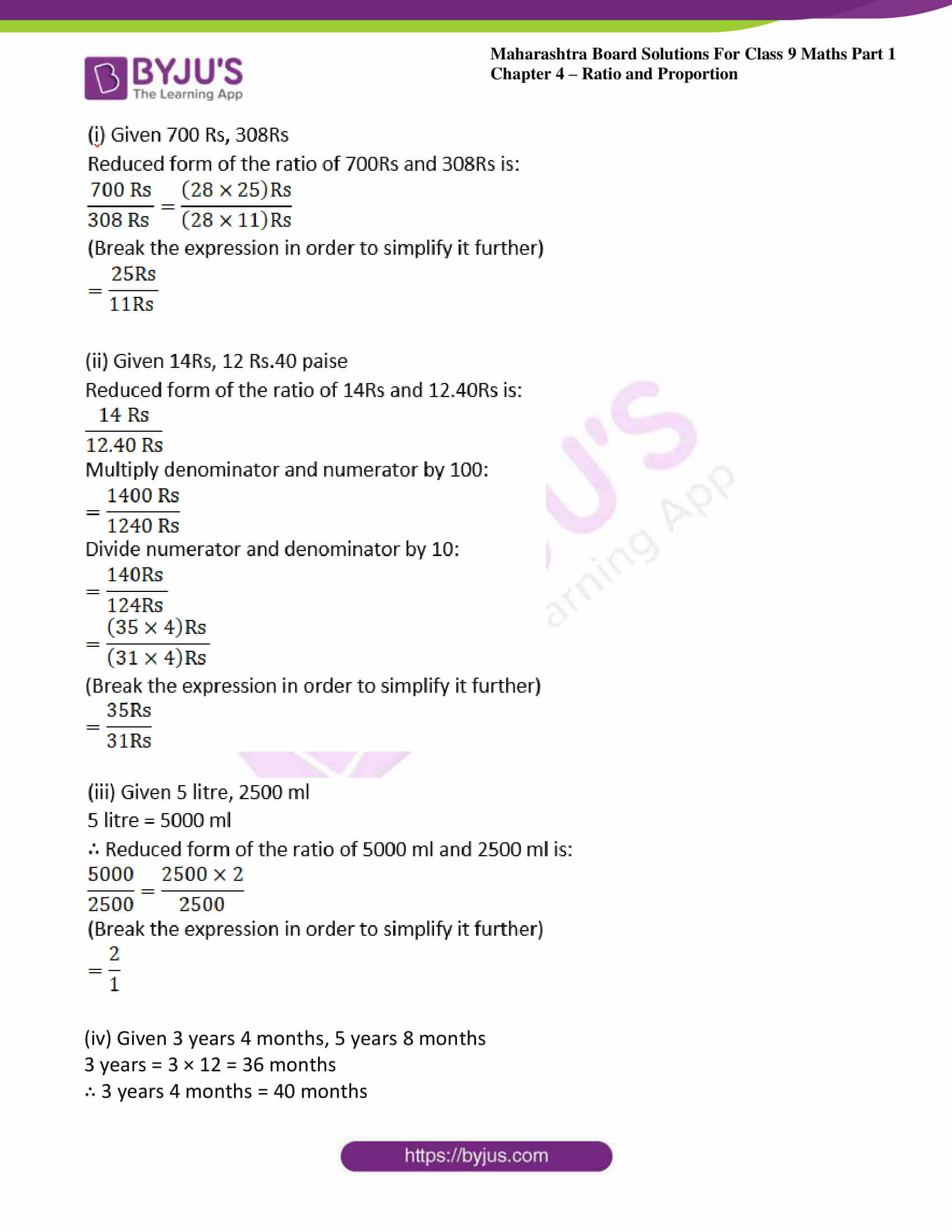 msbshse sol class 9 maths part 1 chapter 4 ratio and proportion 02 msbshse sol class 9 maths part 1 chapter 4 ratio and proportion 02