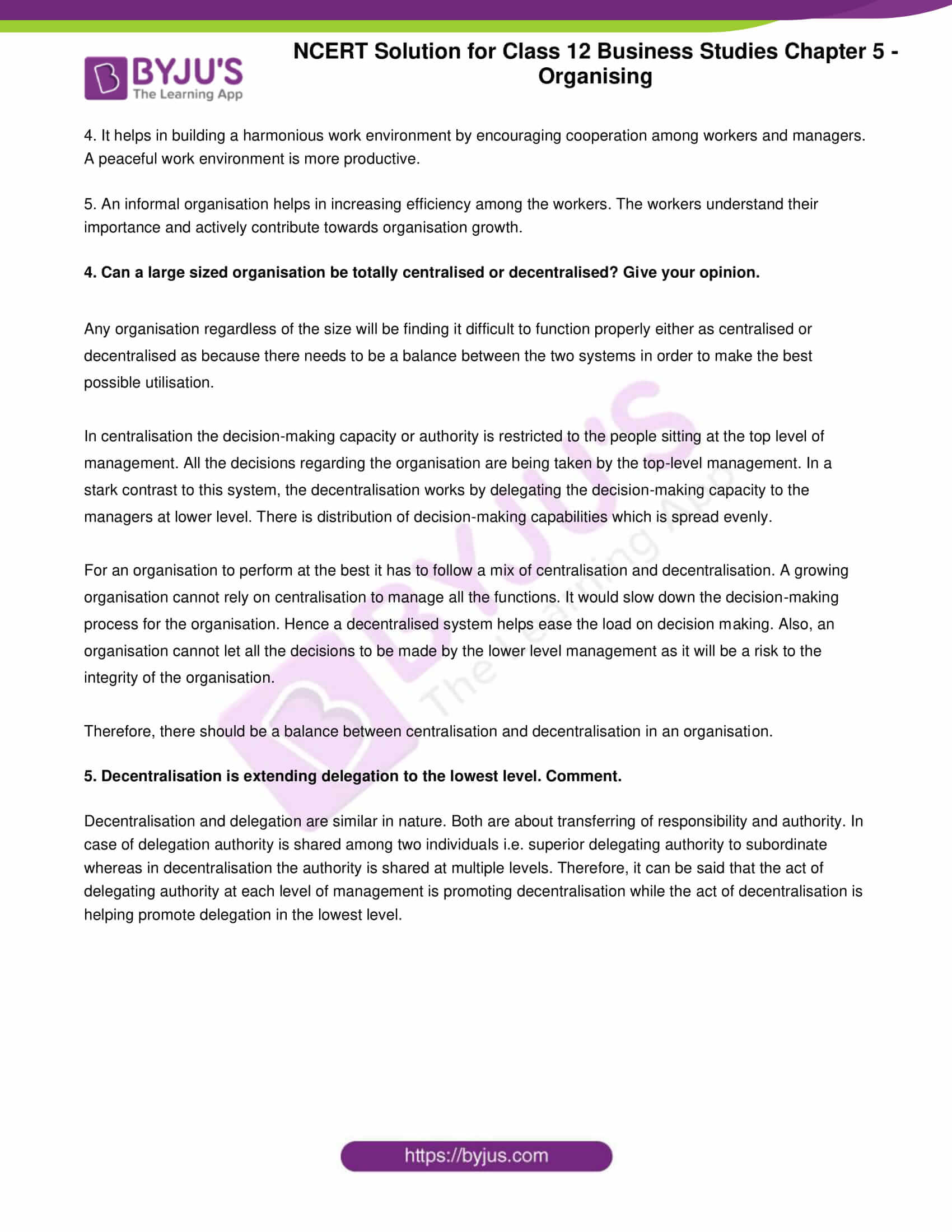 ncert sol class 12 business studies chapter 5 organising 04