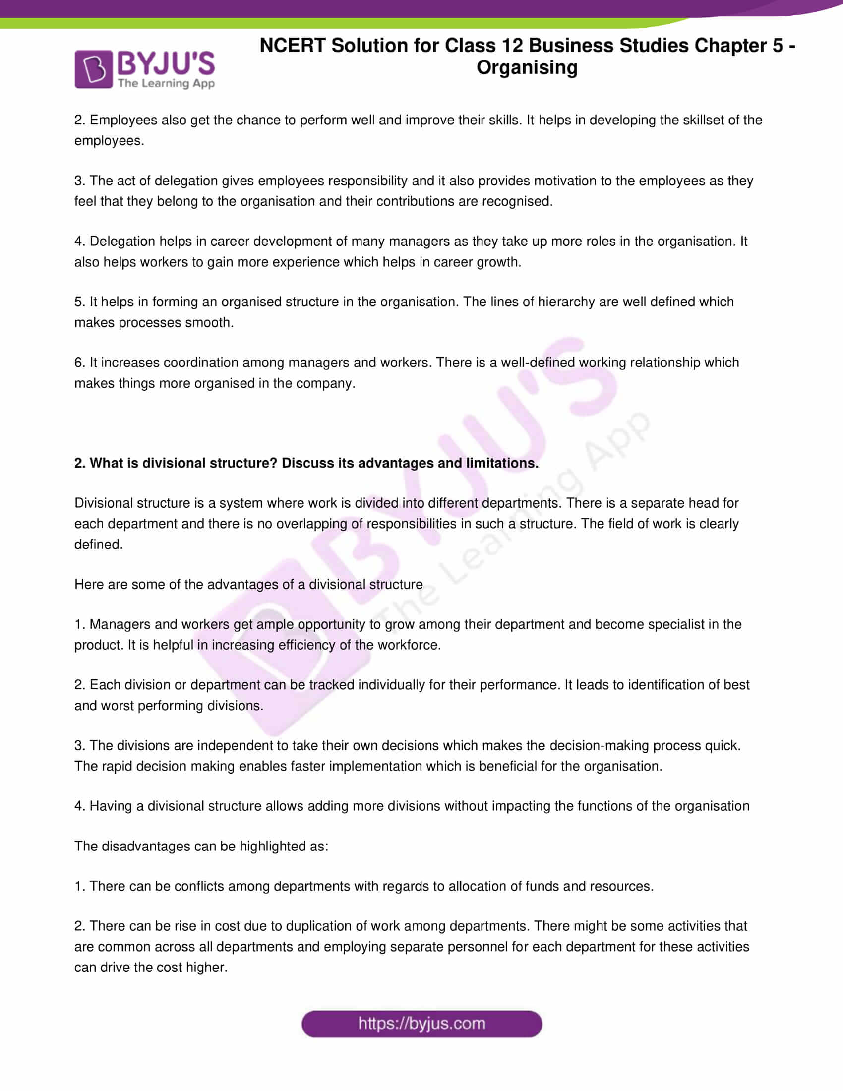 ncert sol class 12 business studies chapter 5 organising 06