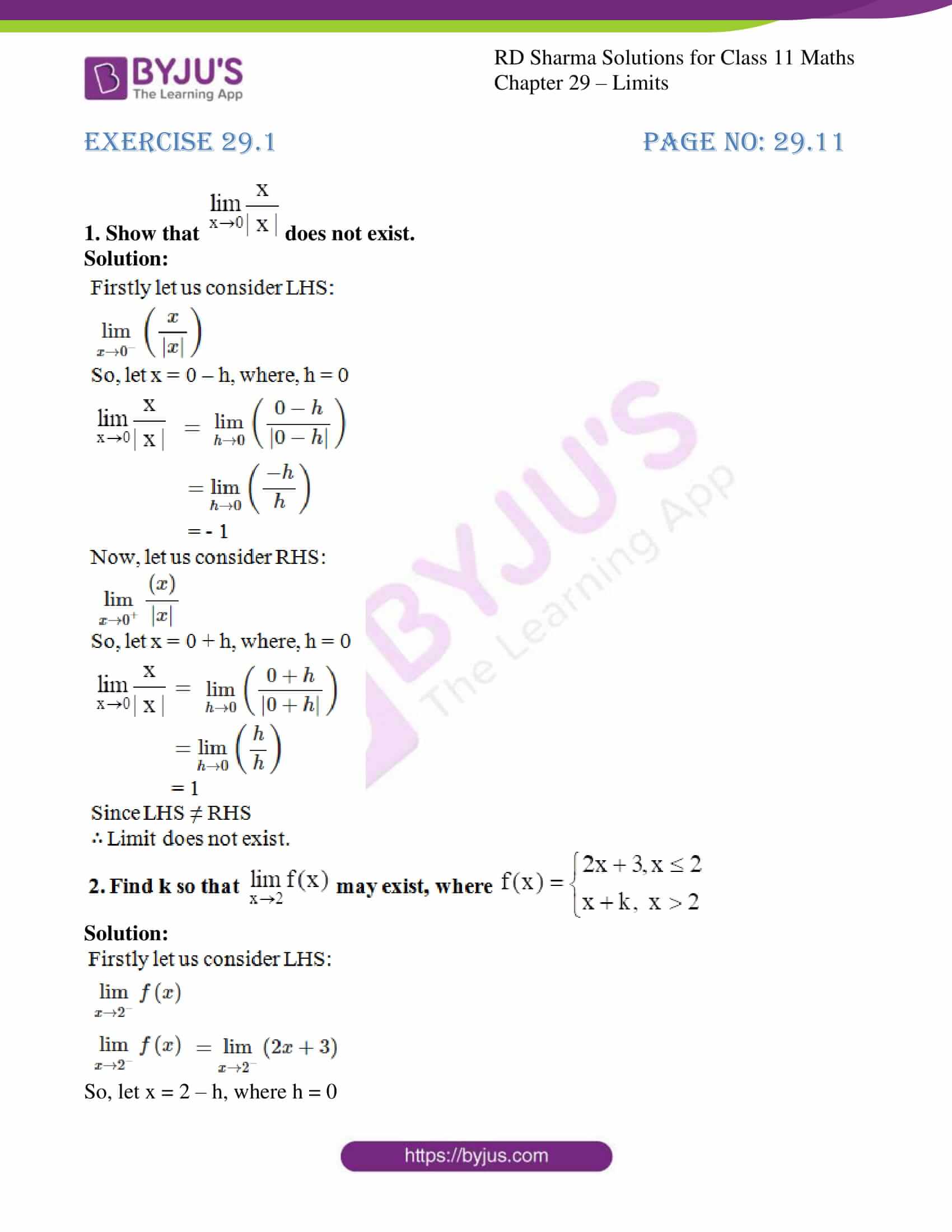 RD Sharma Solutions for Class 11 Maths Updated for (2023-24) Chapter 29 ...