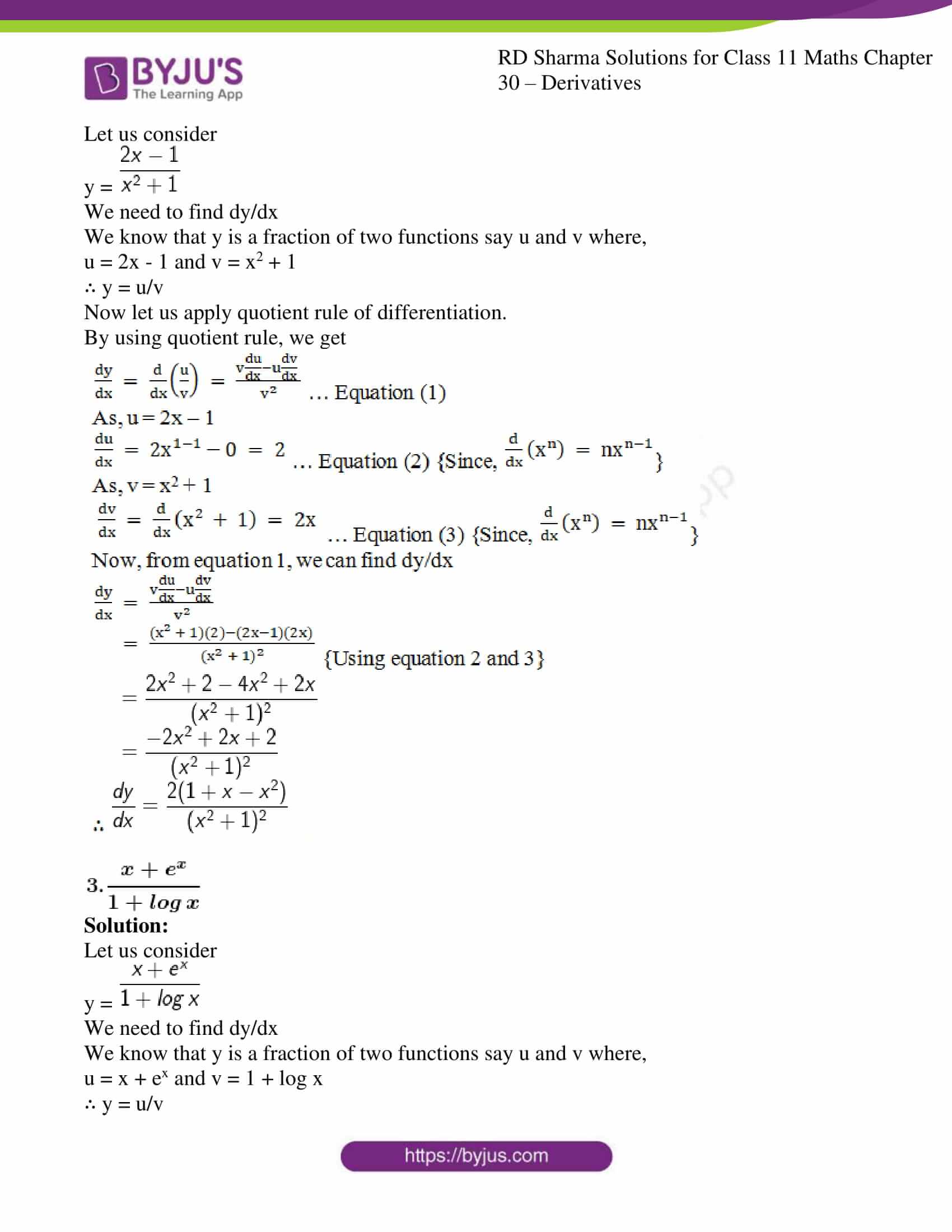 Rd Sharma Solutions For Class 11 Maths Updated For 21 22 Chapter 30 Derivatives Download Free Pdf