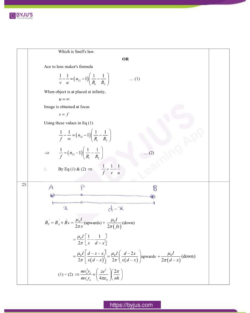 CBSE Class 12 Physics Question Paper Solutions 2020 ...