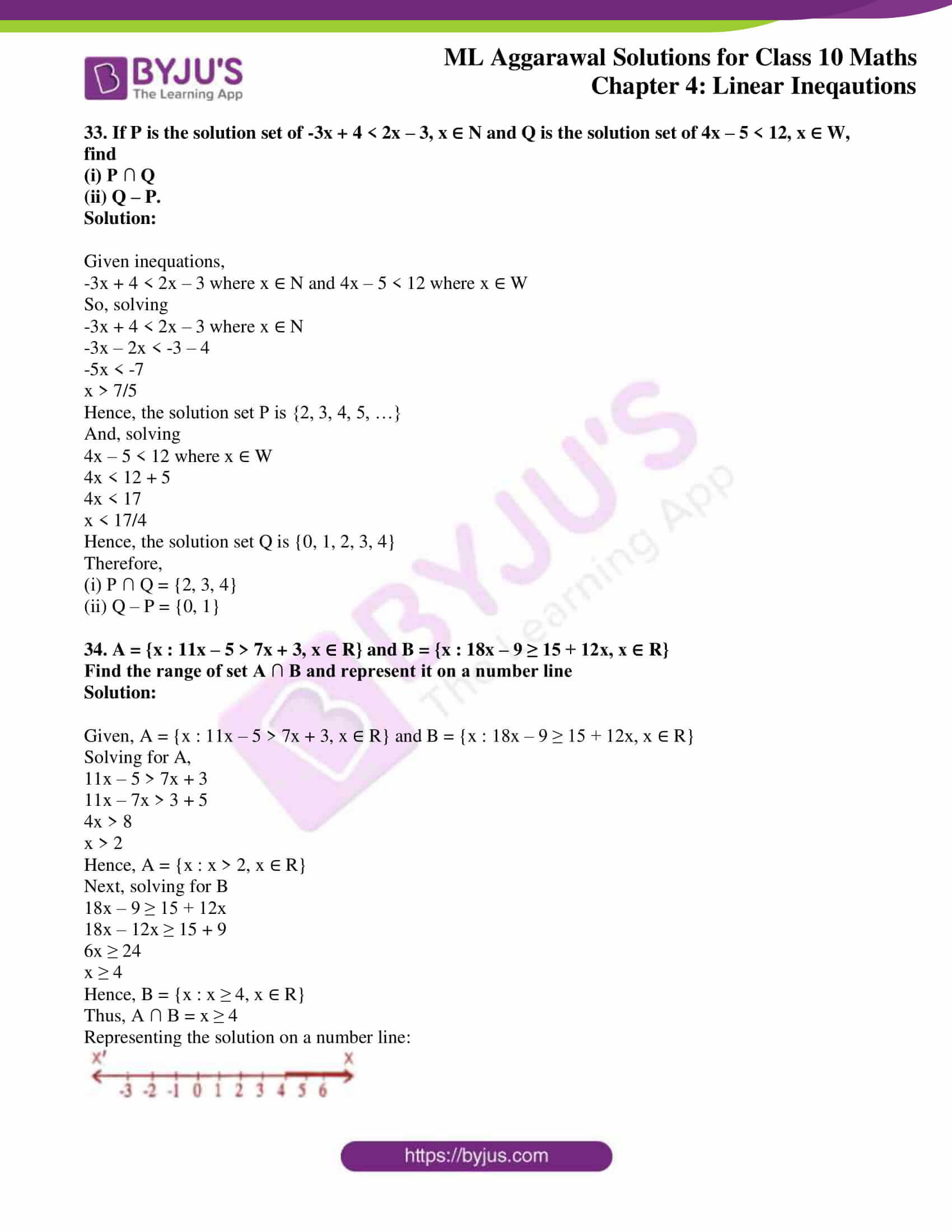 ML Aggarwal Solutions for Class 10 Maths Chapter 4 Linear Inequations ...