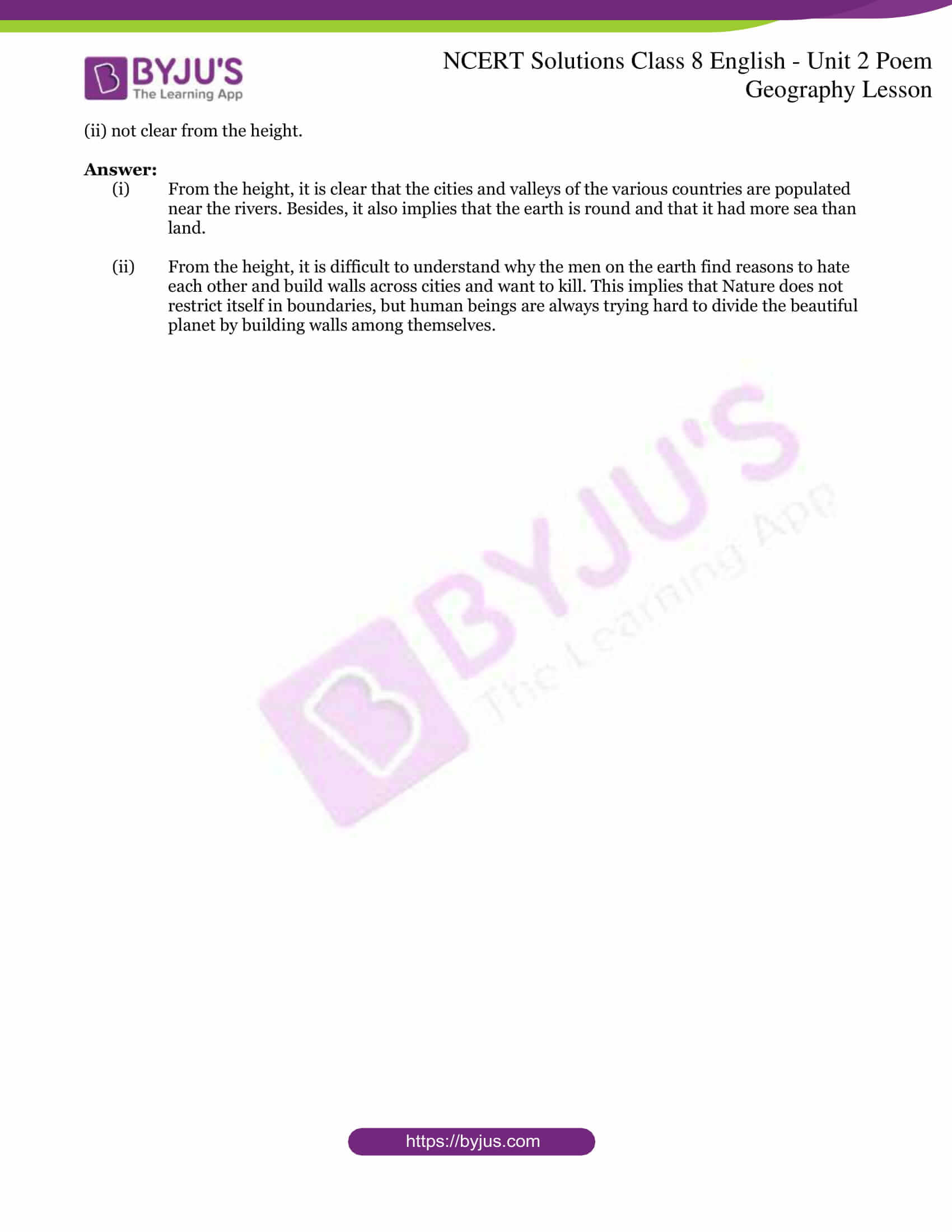 Ncert Solutions For Class 8 English Unit 2 Poem Geography Lesson Ncert Solutions For Class 8 English Unit 2 Poem Geography Lesson
