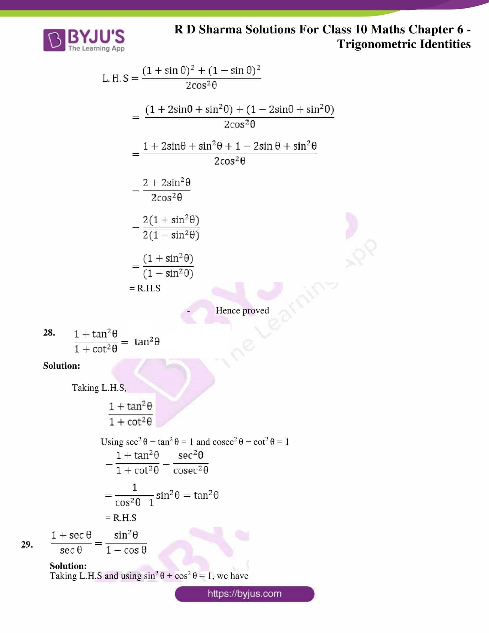 RD Sharma Solutions for Class 10 Chapter 6 Trigonometric Identities 15