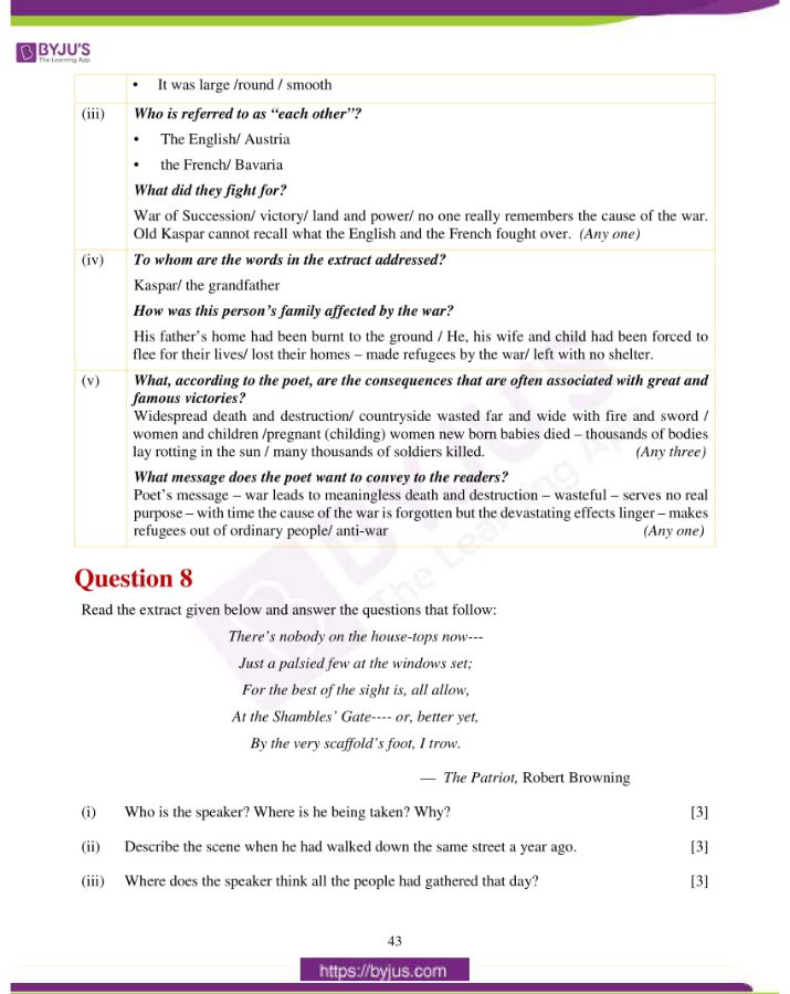 icse class 10 eng lit question paper solution 2019 17