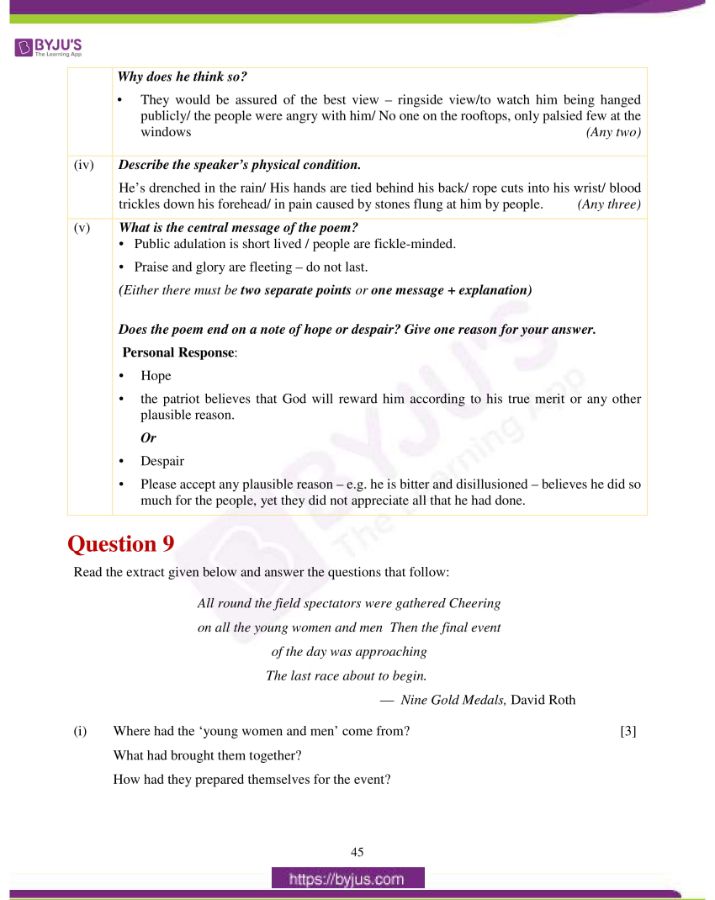 icse class 10 eng lit question paper solution 2019 19