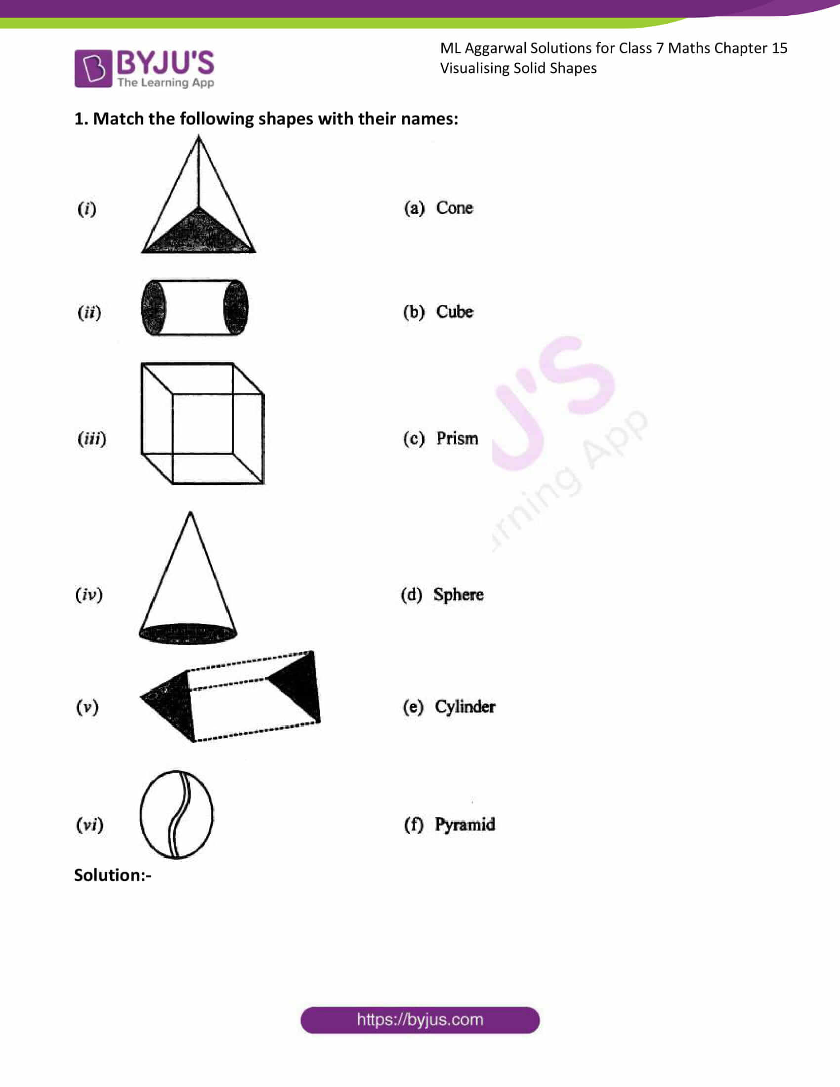 Grade 7 Visualising Solid Shapes Worksheet