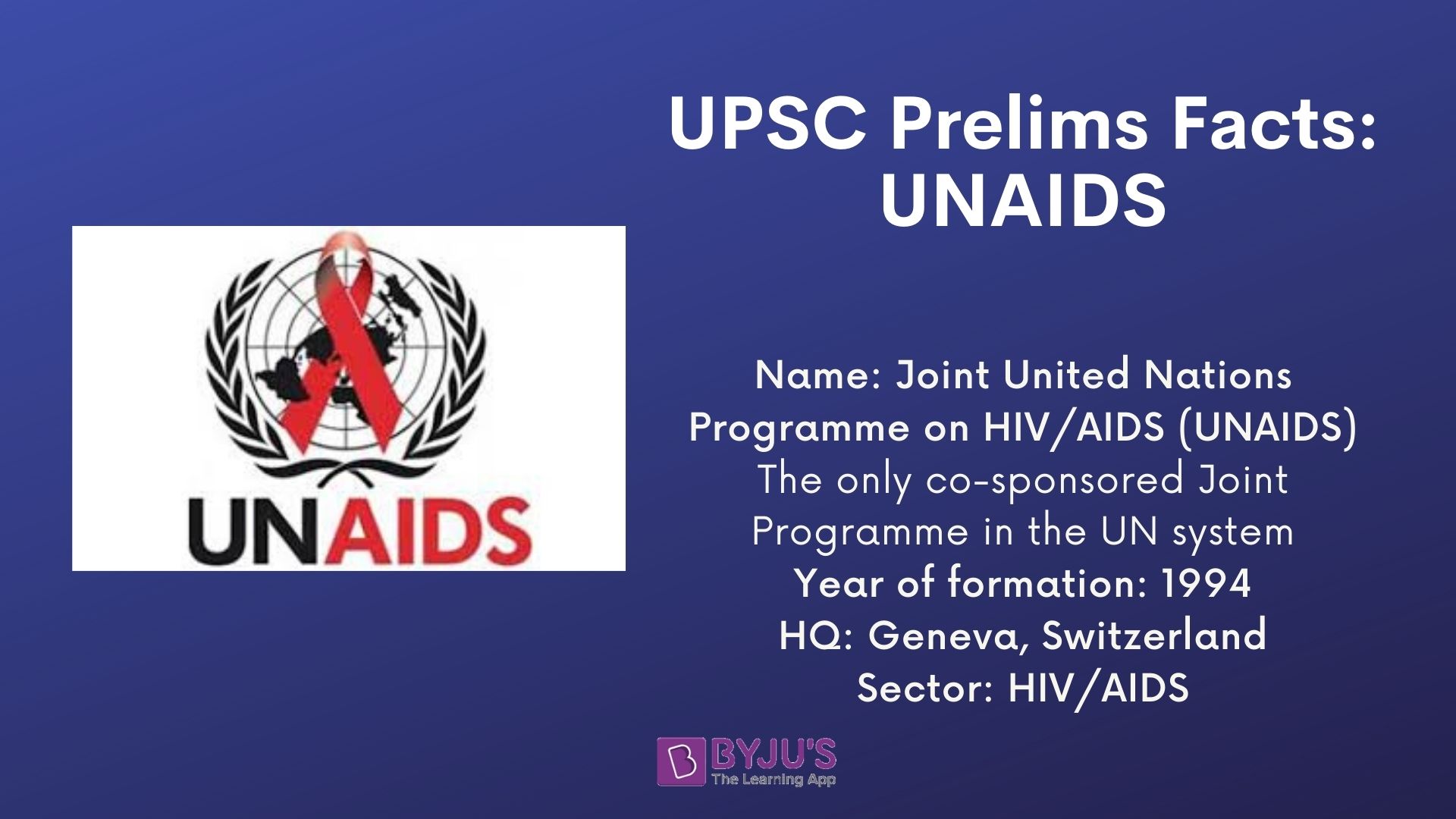 UPSC Prelims Facts - UNAIDS