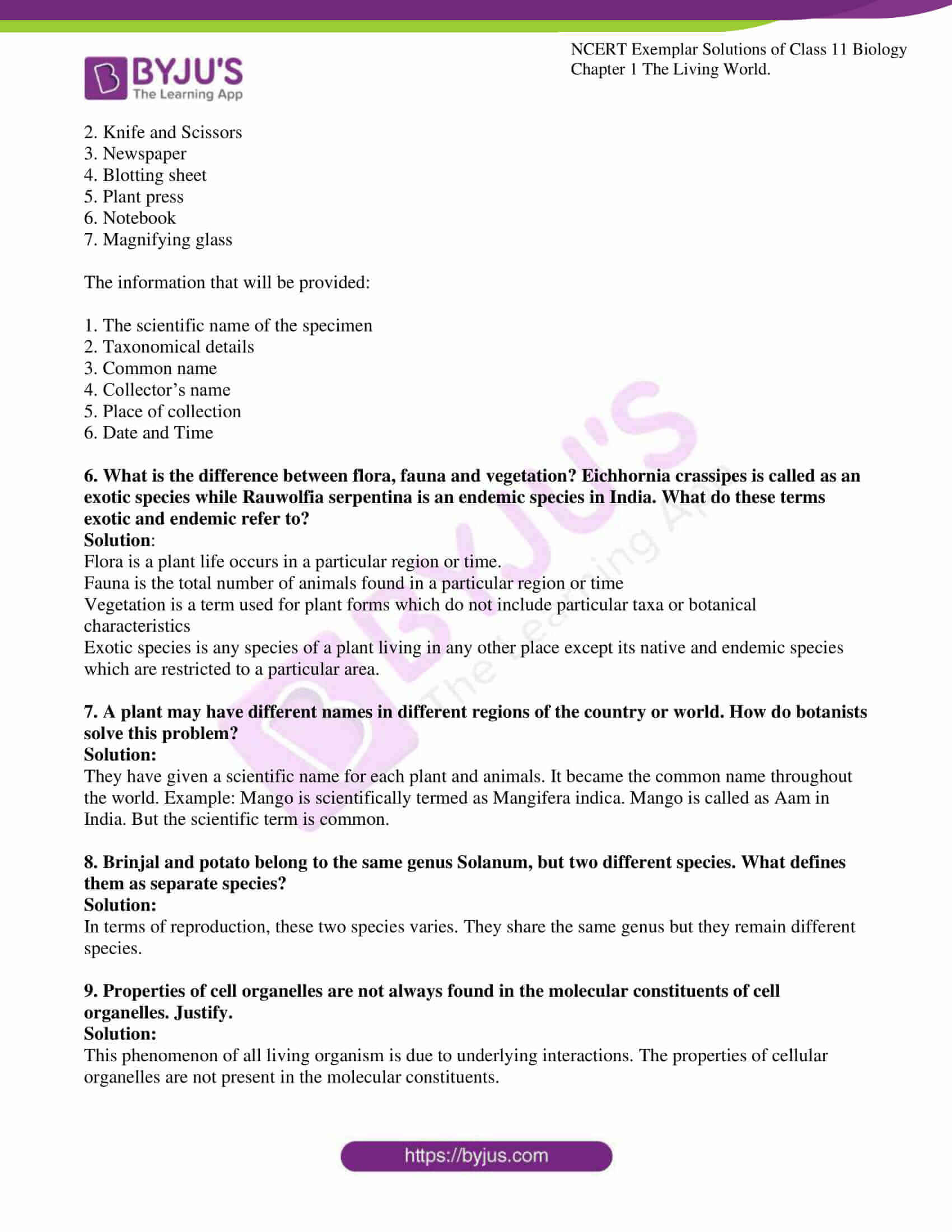 ncert exemplar solutions for class 11 bio chapter 1 5