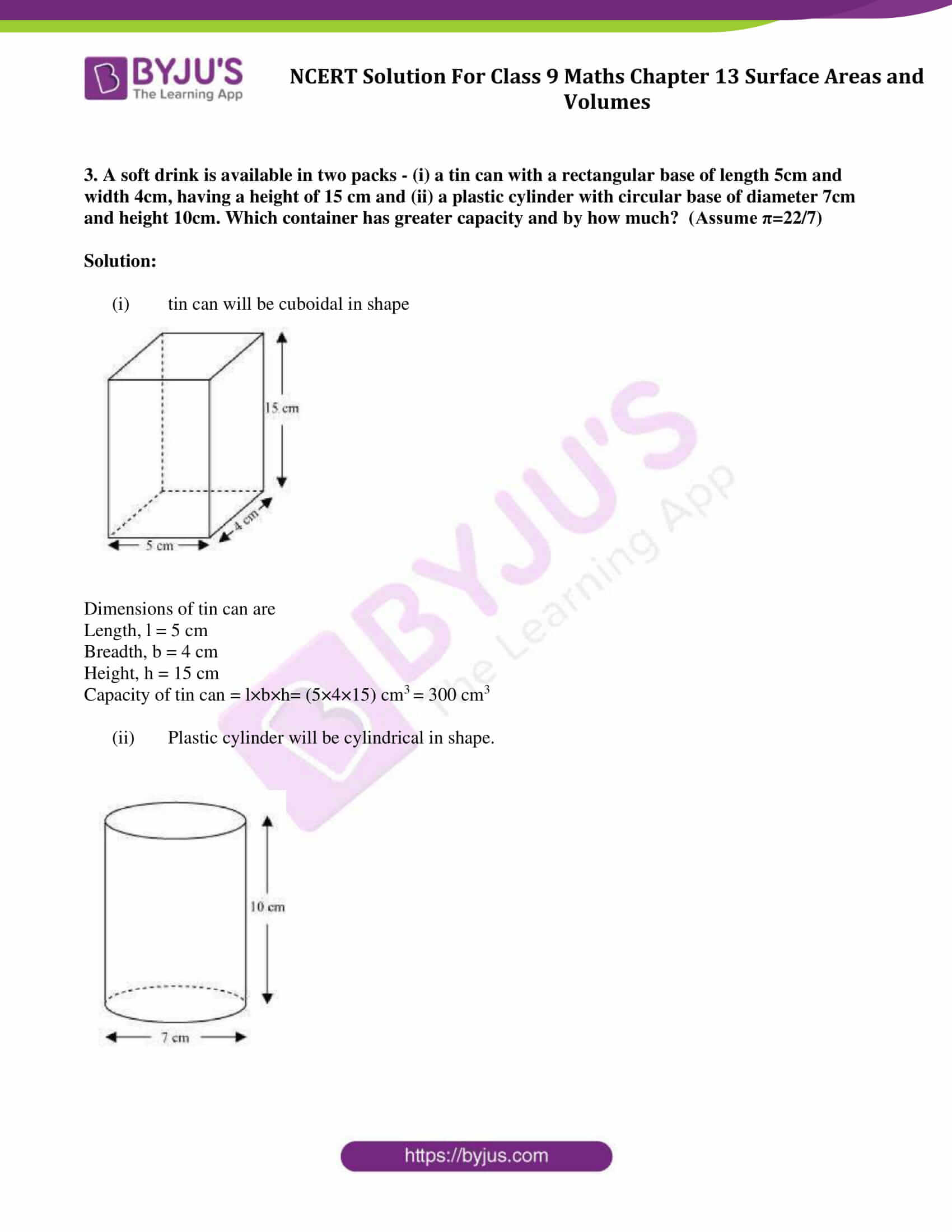 NCERT Solutions for Class 9 Maths Chapter 13 Surface Area and Volume