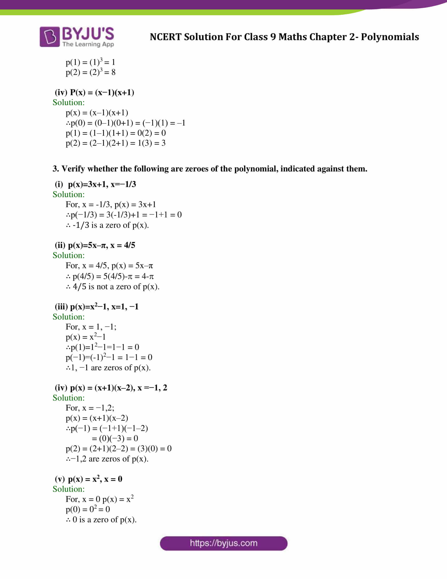 Ncert Solutions For Class 9 Maths Chapter 2 Polynomial Ex 2 2 Download Free Pdfs