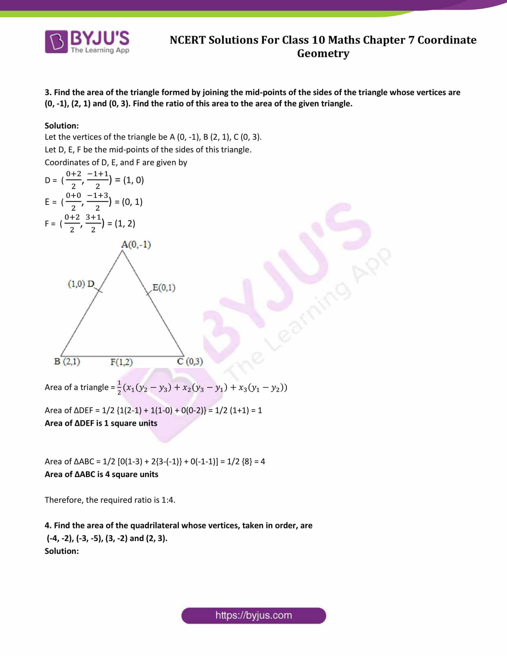 NCERT Solutions for Class 10 Maths Exercise 7.3 Chapter 7 Coordinates