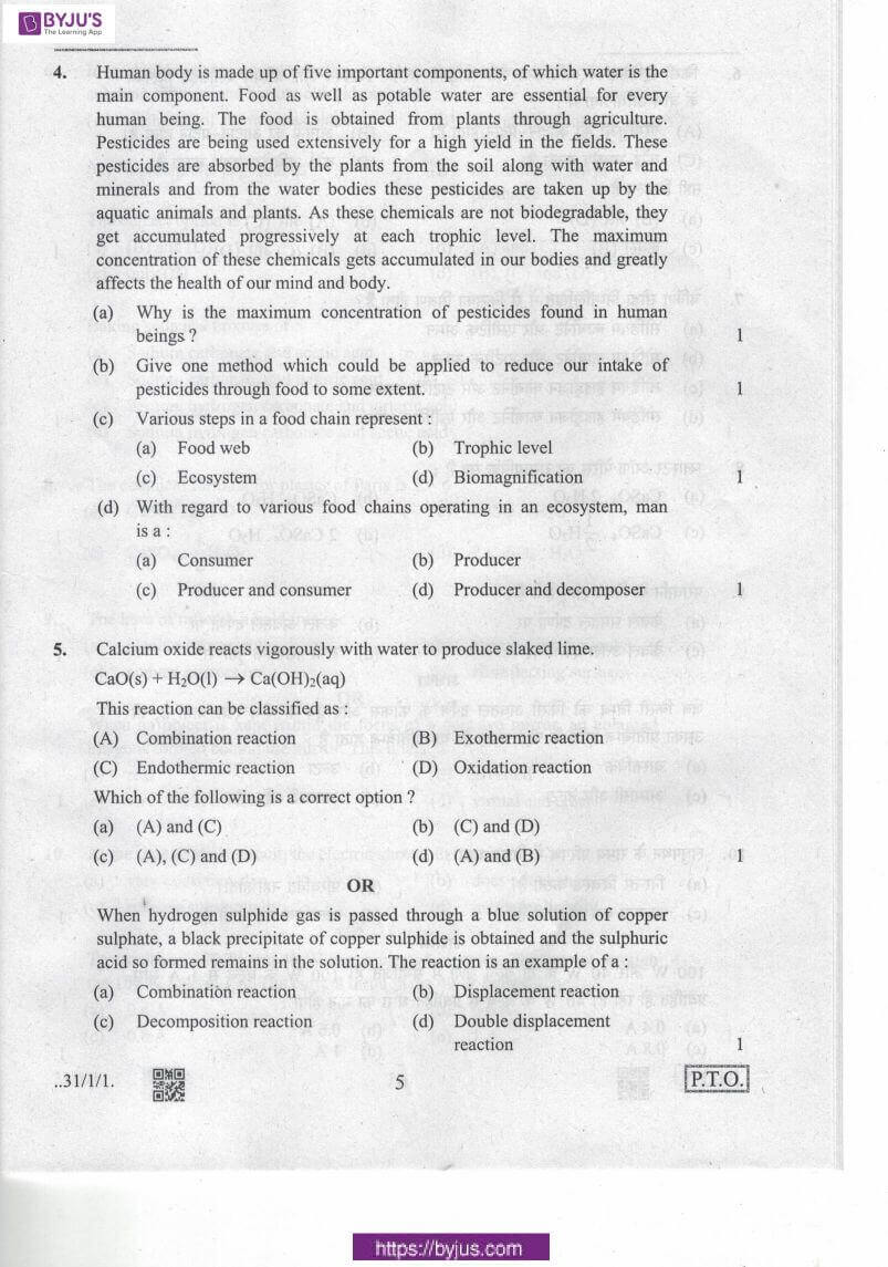 cbse class 10 science 2020 question paper set 31 1 1 05