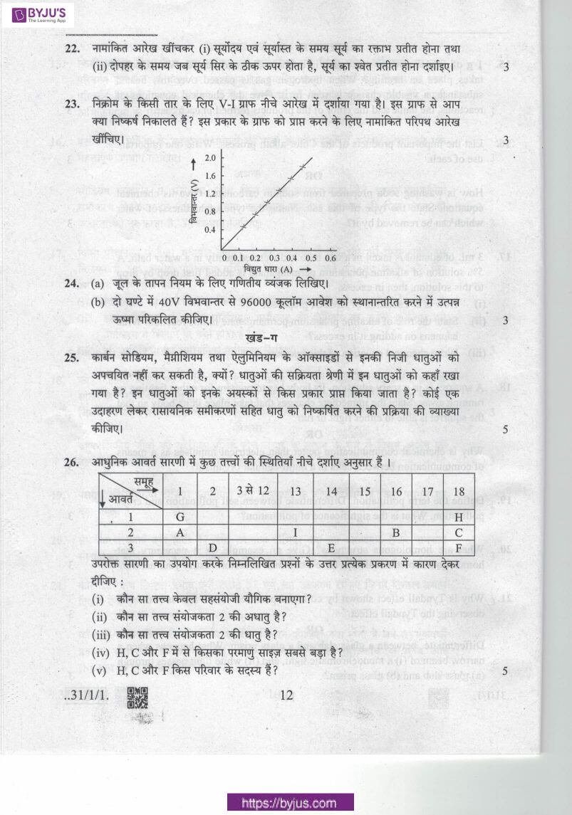 cbse class 10 science 2020 question paper set 31 1 1 12