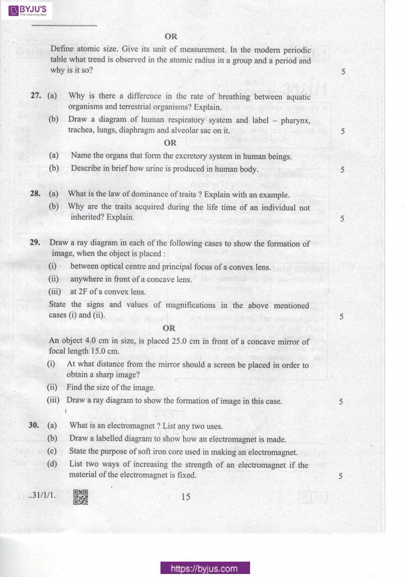 cbse class 10 science assignment