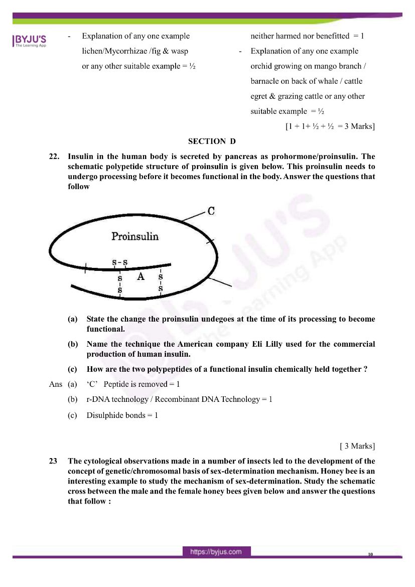 CBSE Class Biology Question Paper Solutions For Sets In PDF