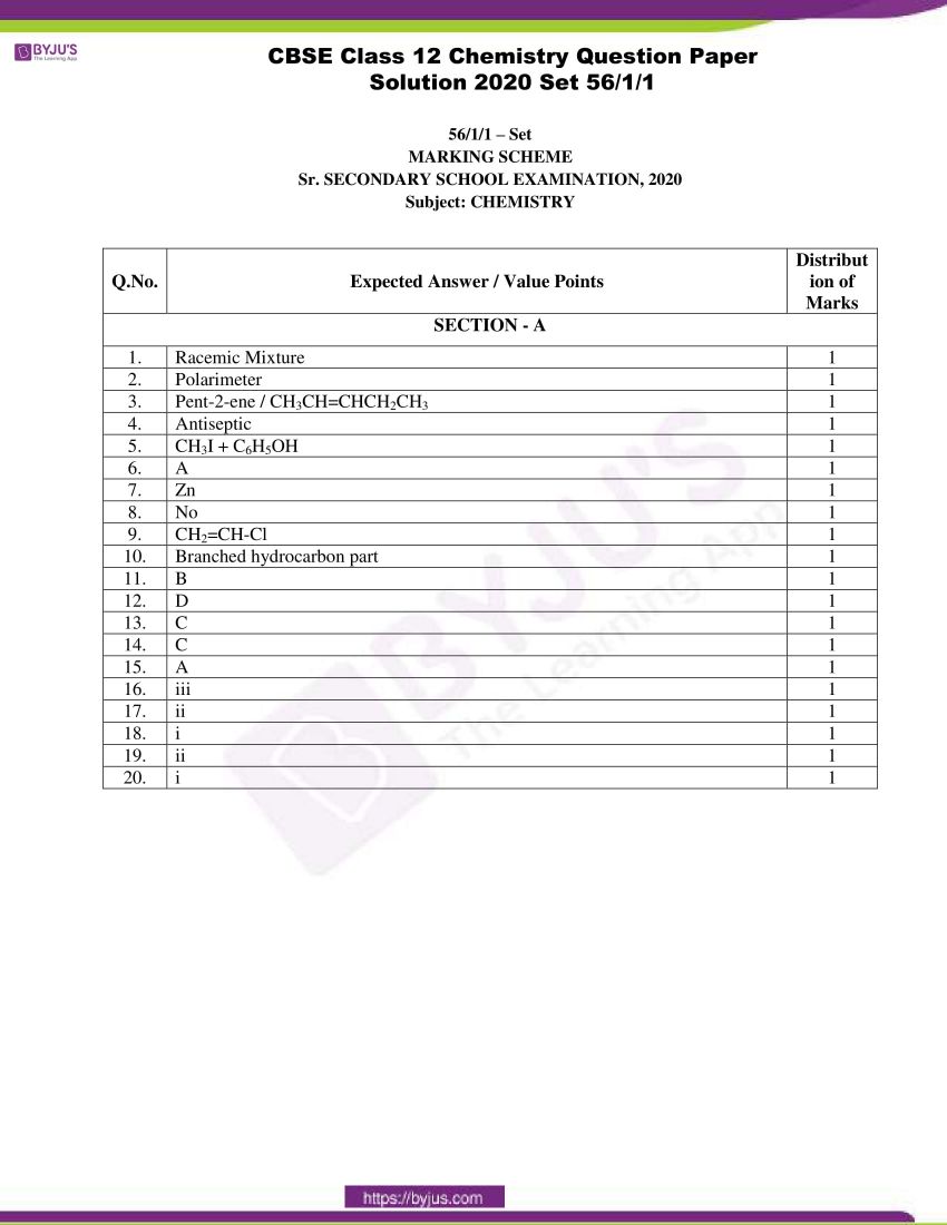 cbse class 12 chemistry 2020 question paper answer set 56 1 1 01