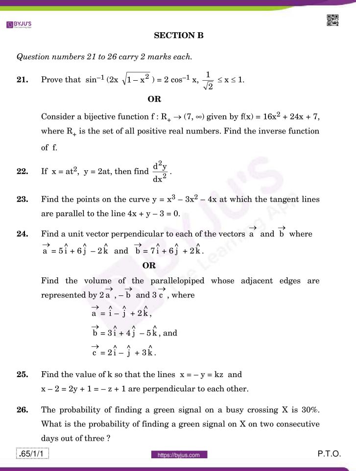 cbse class 12 maths 2020 question paper set 65 1 1 11