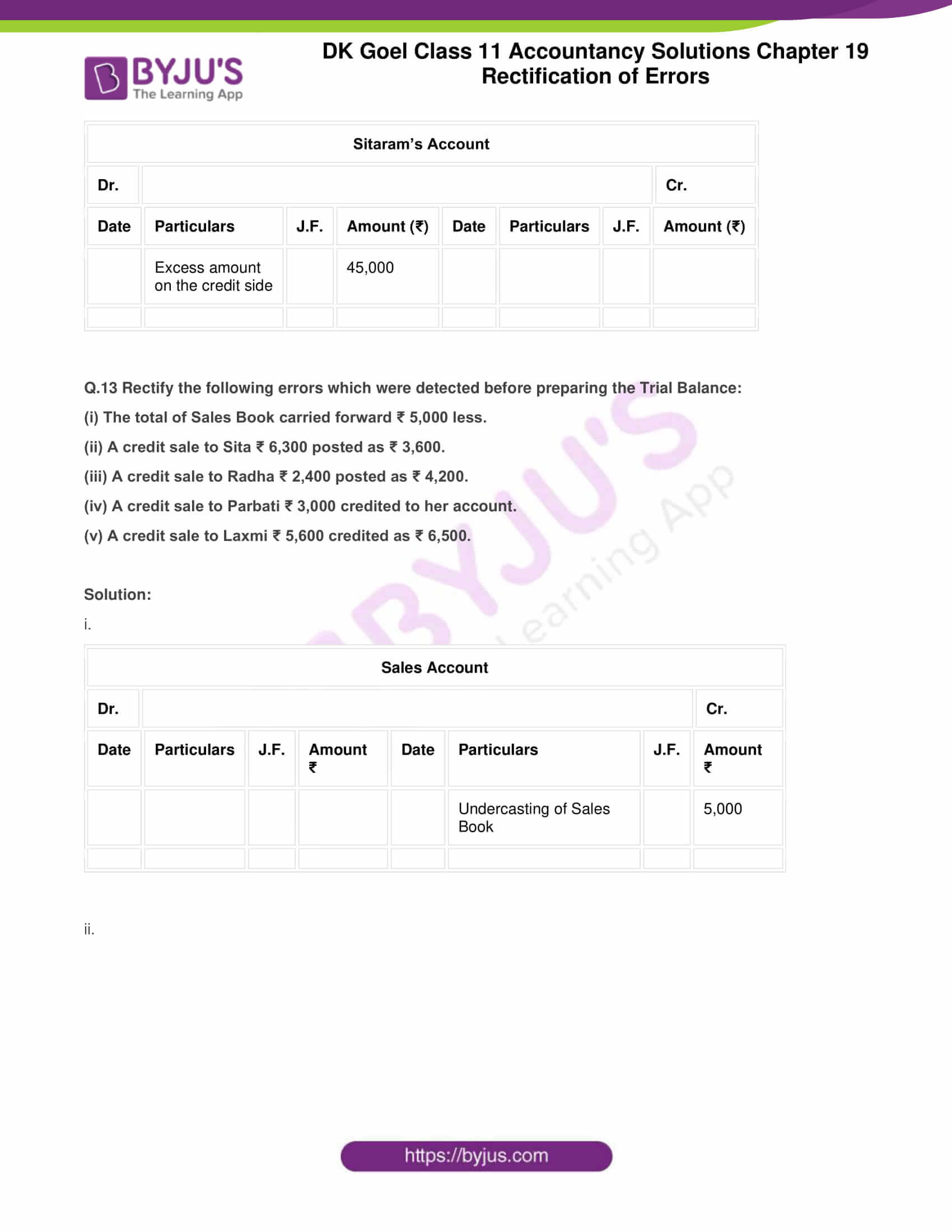 dk goel solutions class 11 accountancy chapter 19 rectification 22