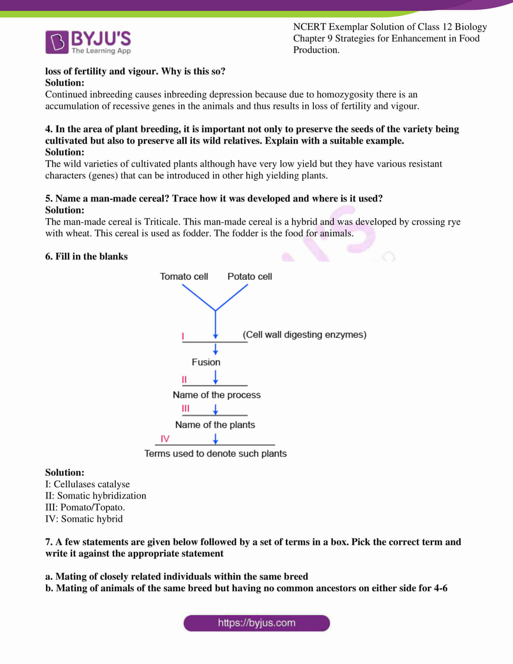 NCERT Exemplar Solutions Class 12 Biology Chapter 9 - Strategies for enhancement in food production | Download PDF here NCERT Exemplar Solutions Class 12 Biology Chapter 9 - Strategies for enhancement in food production | Download PDF here