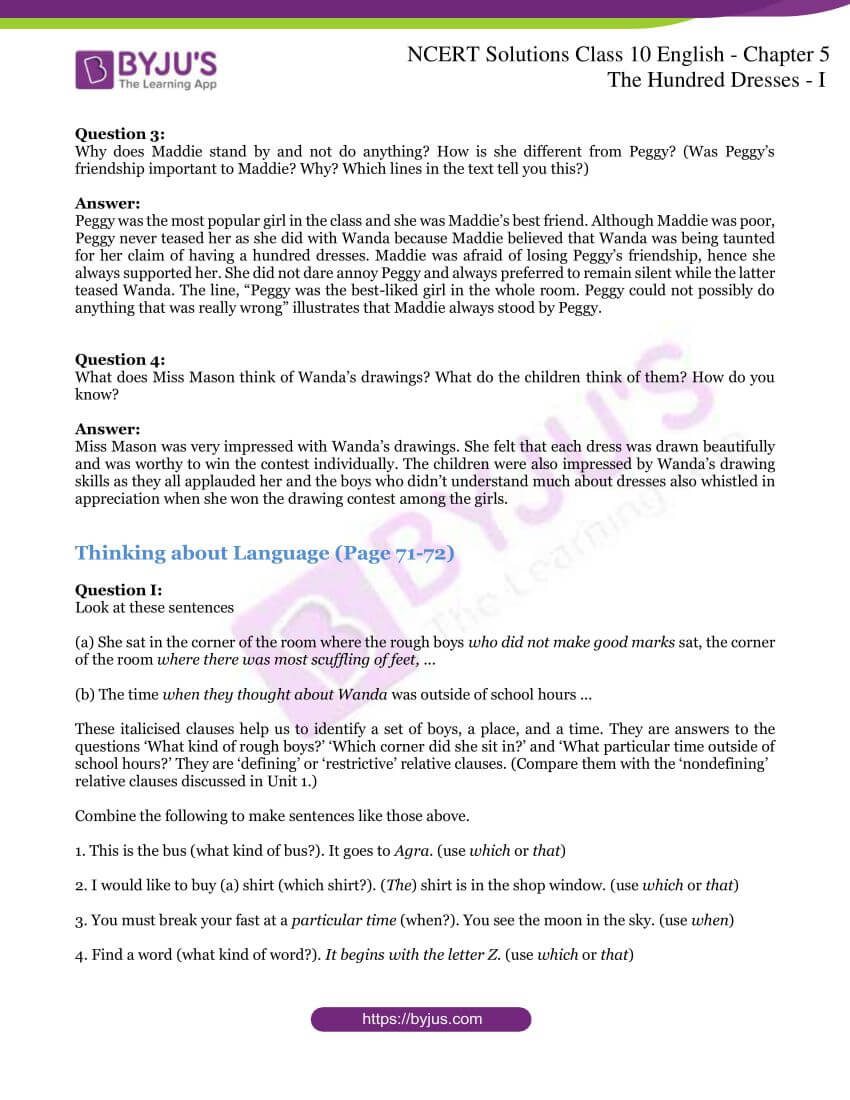 NCERT Solutions For Class 10 English Chapter 5 - Download Solutions PDF
