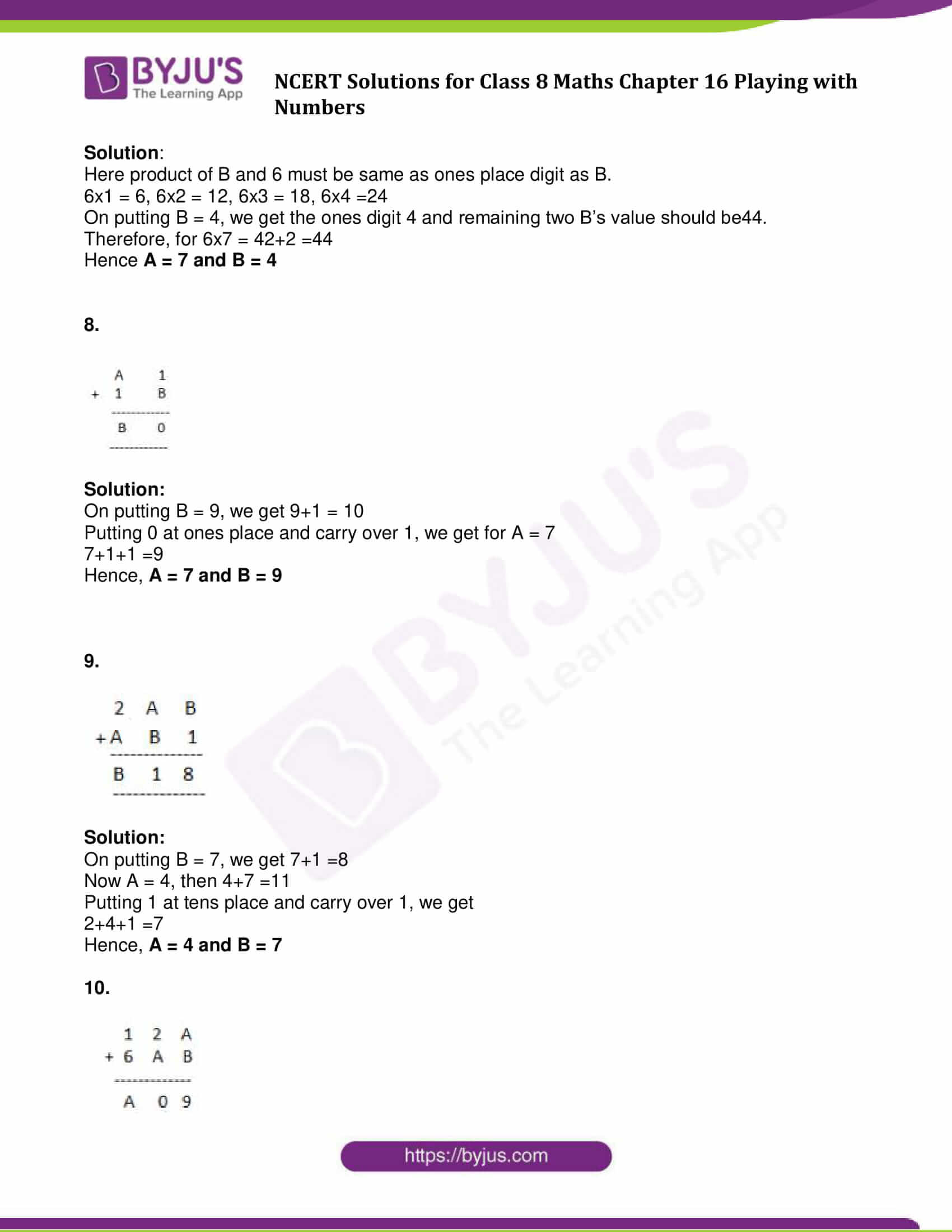 NCERT Solutions Class 8 Maths Chapter 16 Playing With Number