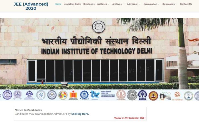 JEE Advanced 2020 Admit Card