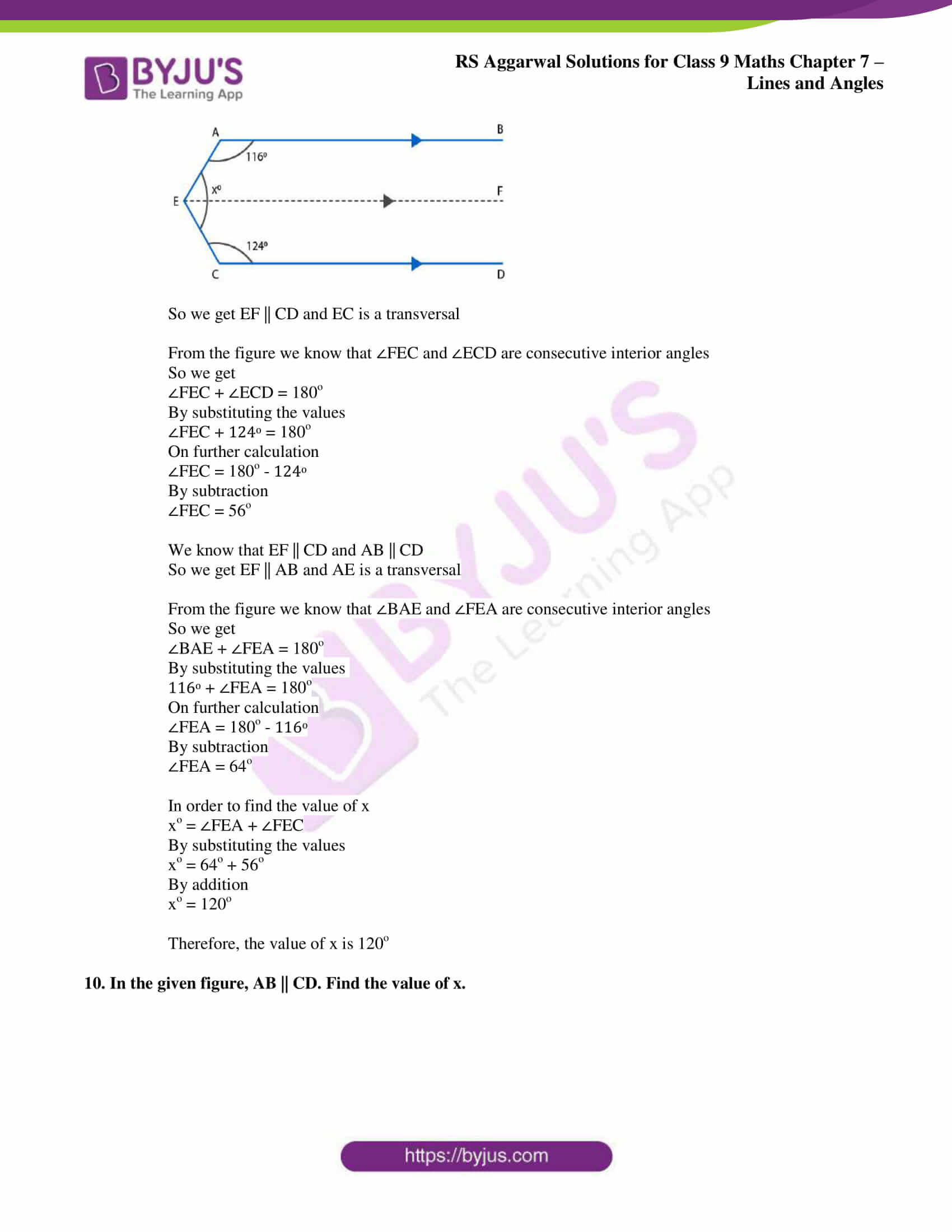Get RS Aggarwal Solutions for Class 9 Chapter 7 Lines and Angles