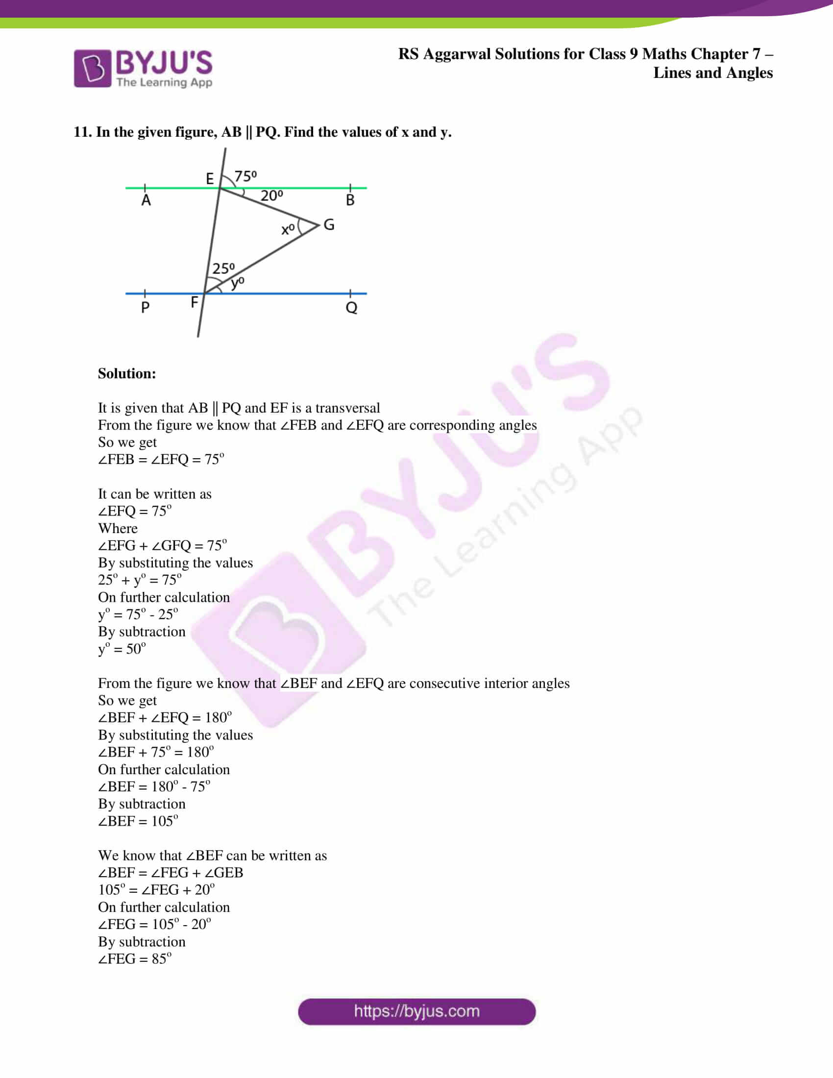 Get RS Aggarwal Solutions for Class 9 Chapter 7 Lines and Angles ...
