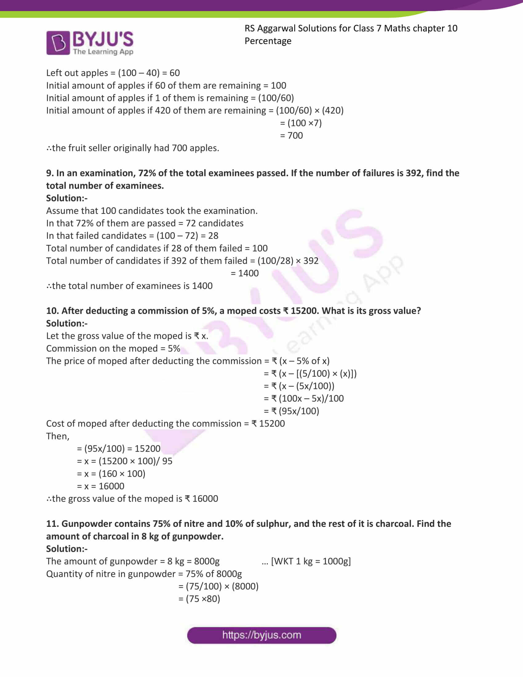 percentage increase and decrease worksheet 1 | pdf... RS Aggarwal Solutions for Class 7 Maths Chapter 10 Percentage Download ...