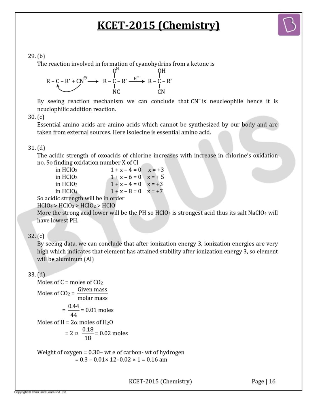 KCET 2015 Chemistry Question Paper with Solutions