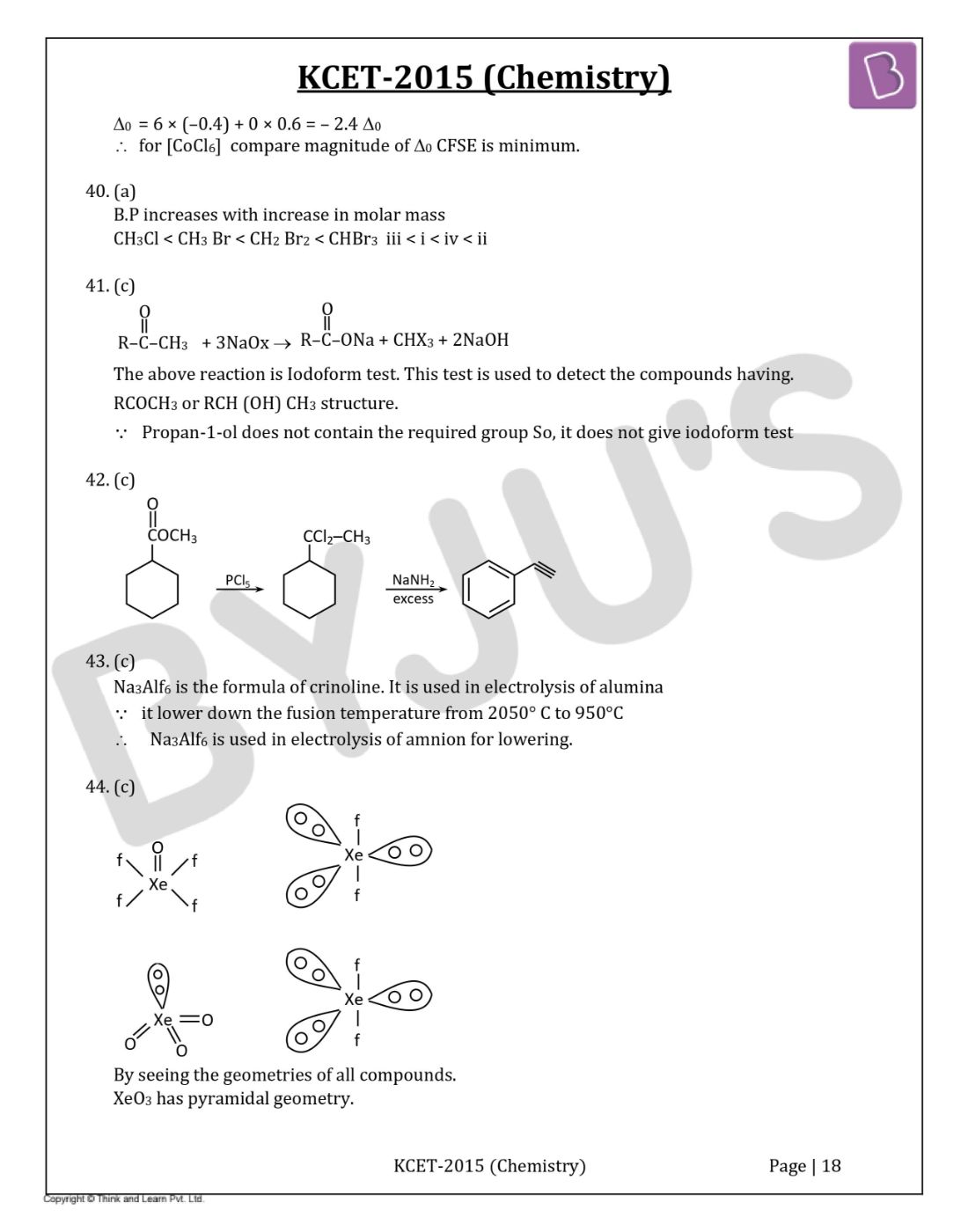 KCET 2015 Chemistry Question Paper with Solutions