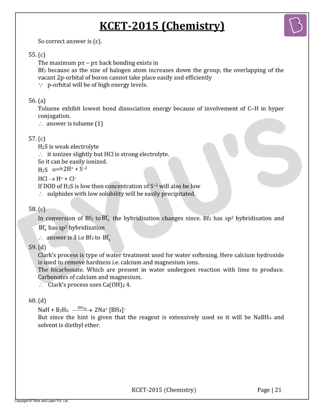 KCET 2015 Chemistry Question Paper with Solutions