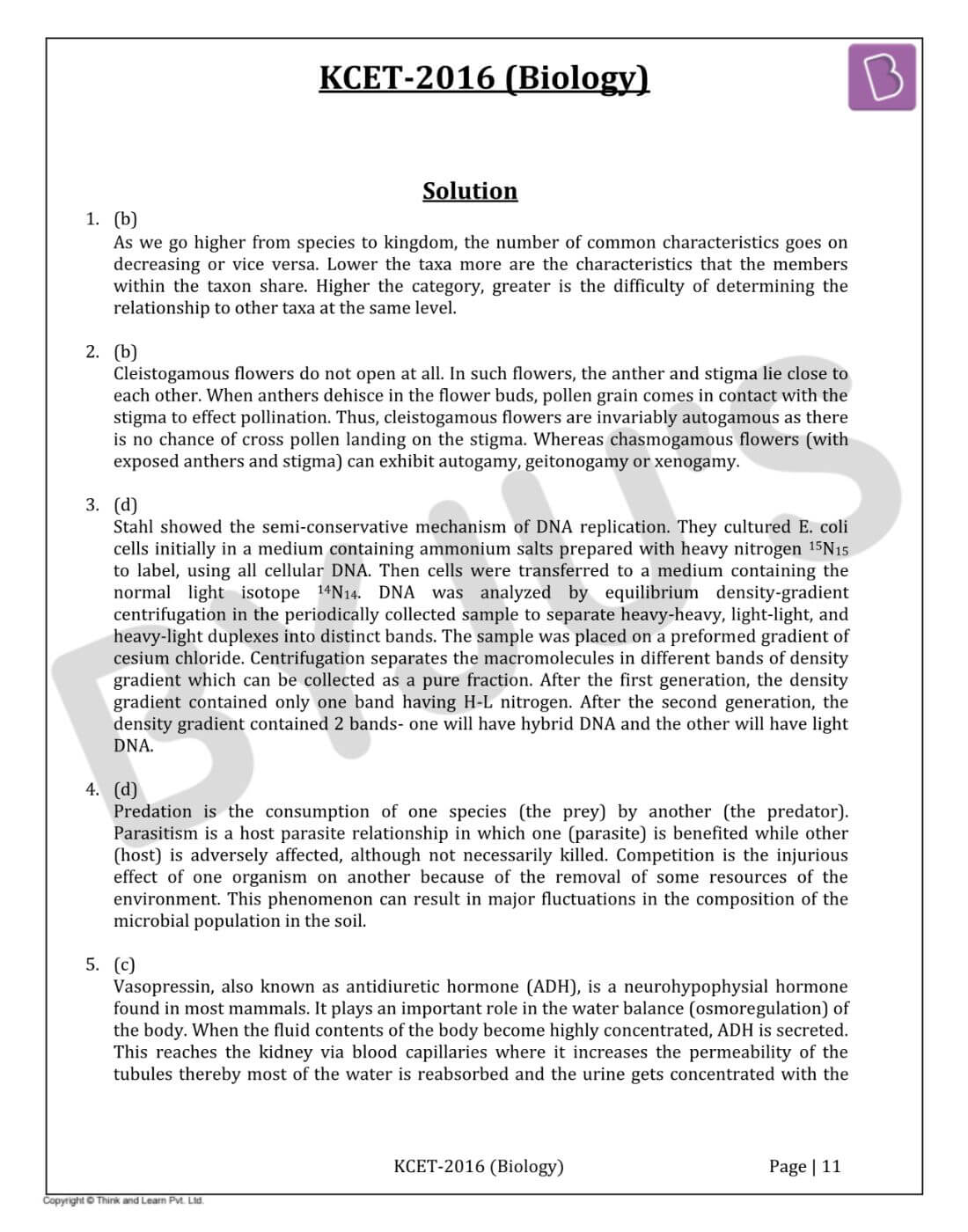KCET 2016 Biology Paper with Solutions