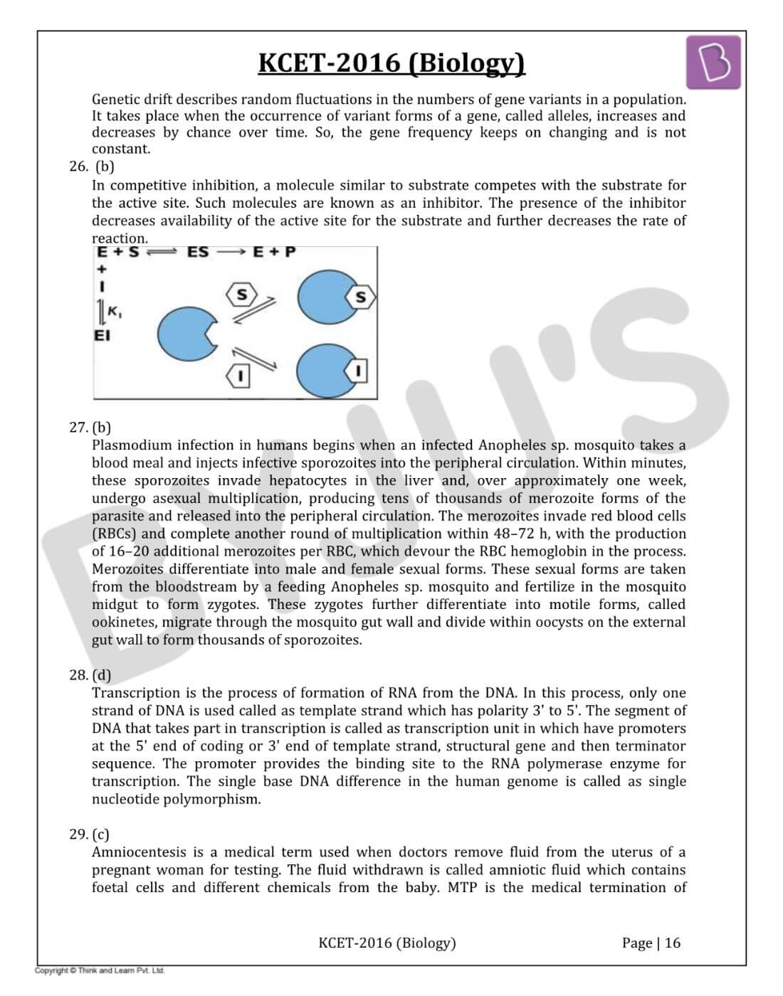 KCET 2016 Biology Paper with Solutions
