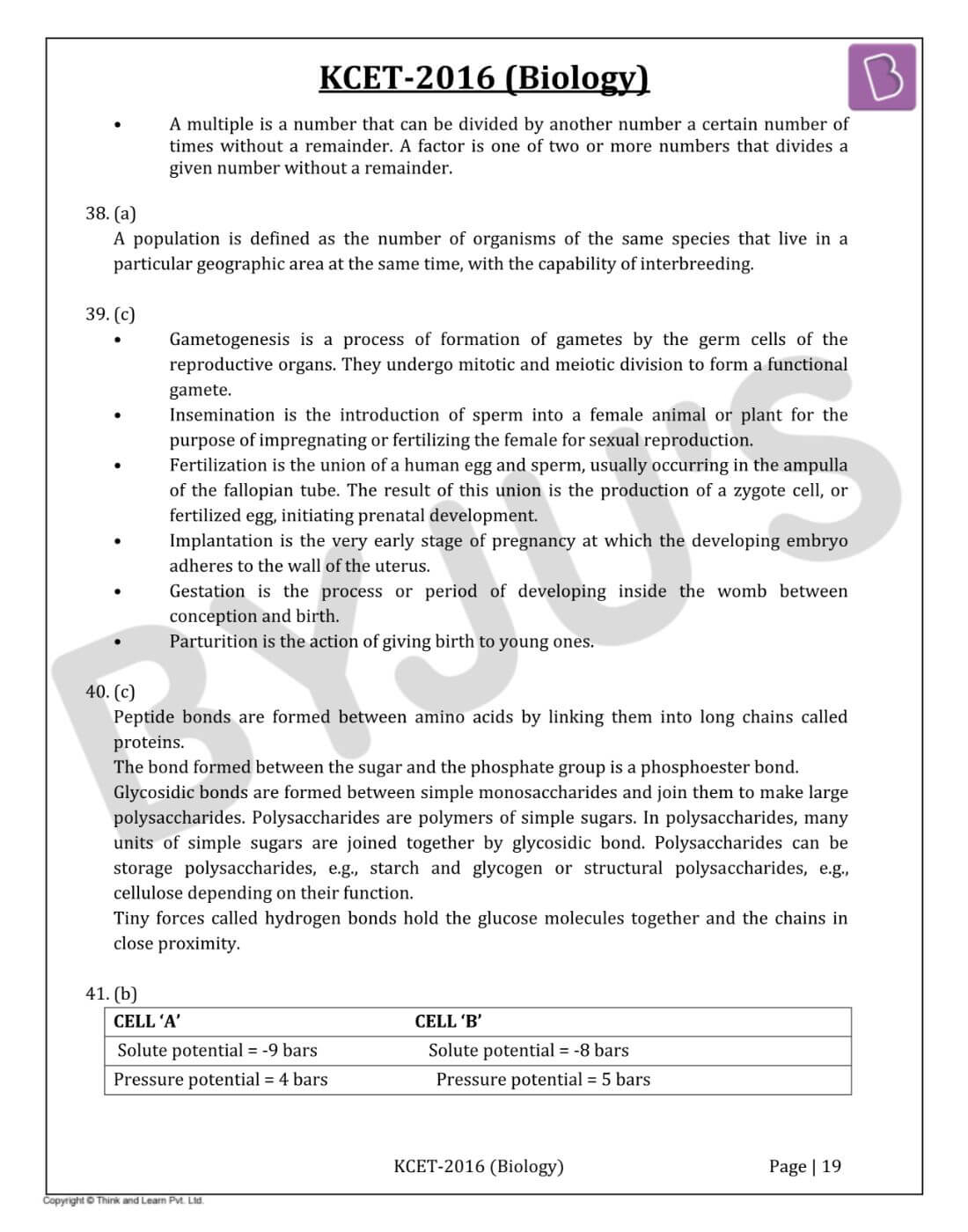 KCET 2016 Biology Paper with Solutions
