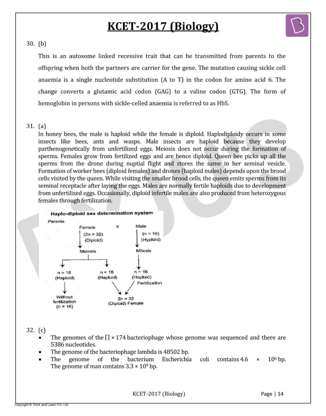 KCET 2017 Biology Question Paper with Solutions