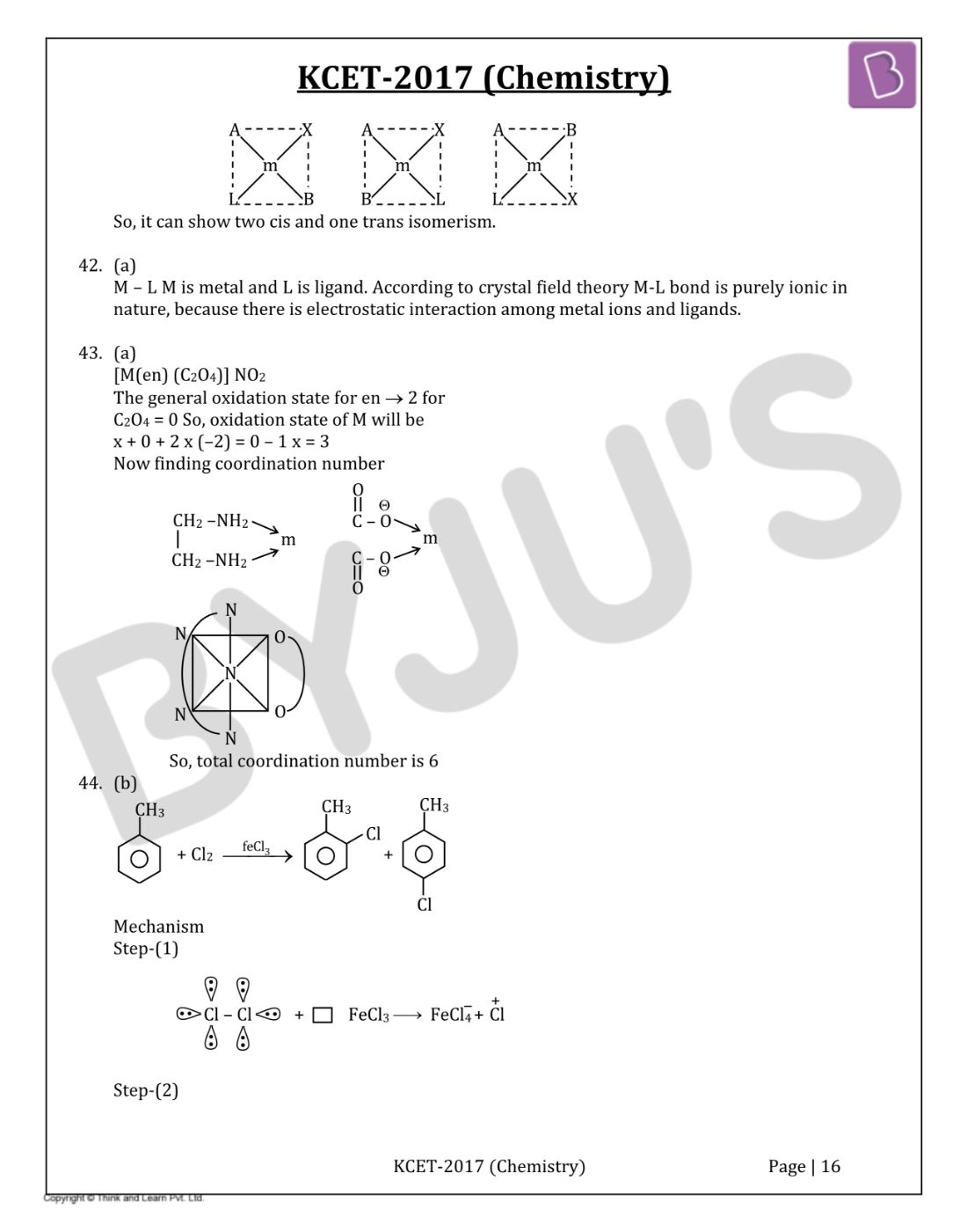 KCET 2017 Chemistry Question Paper with Solutions