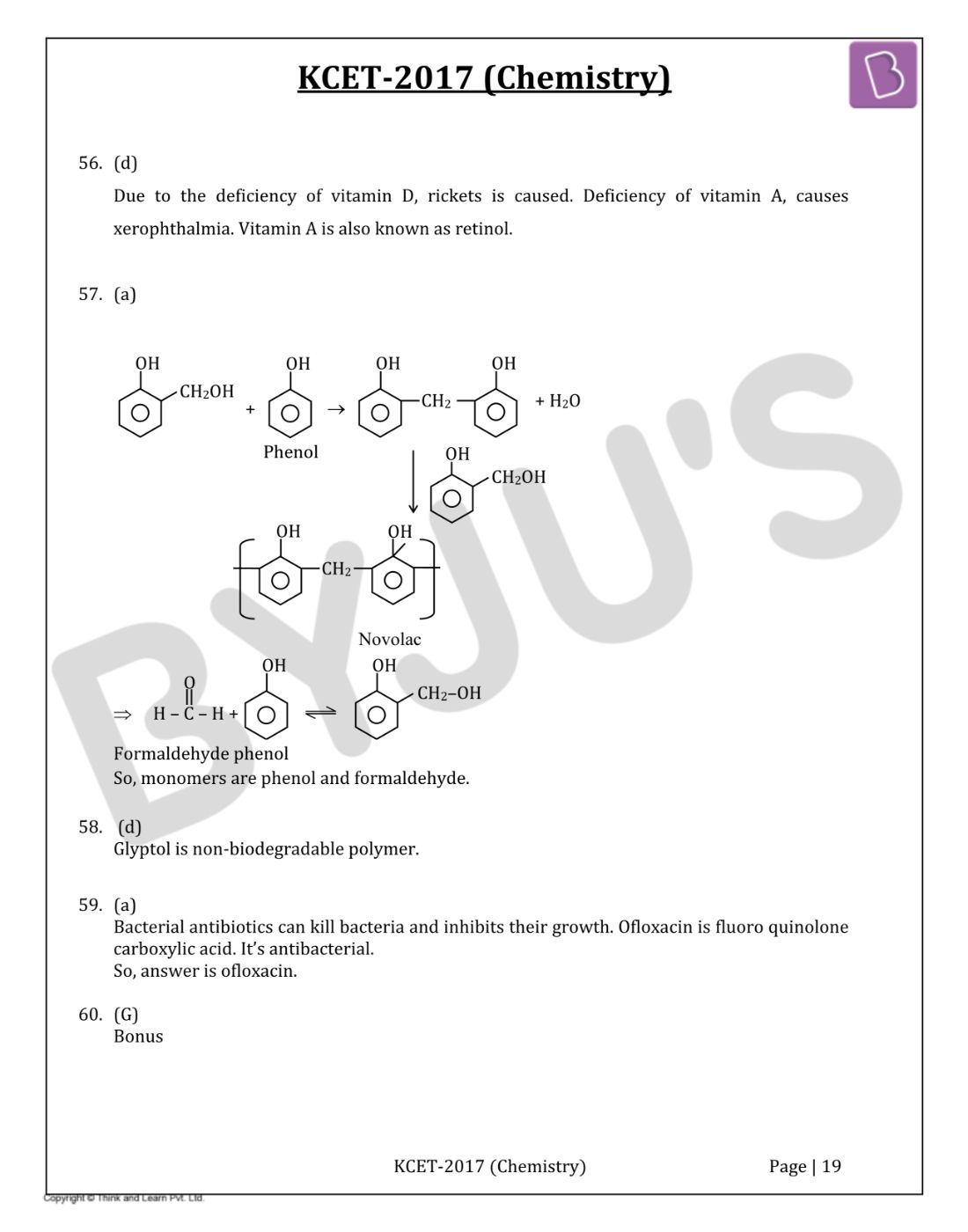 KCET 2017 Chemistry Question Paper with Solutions