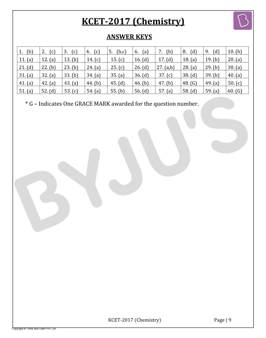 KCET 2017 Chemistry Question Paper with Solutions