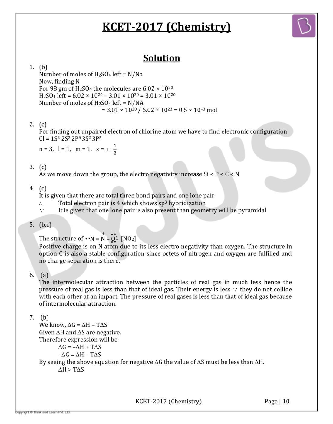 KCET 2017 Chemistry Question Paper with Solutions
