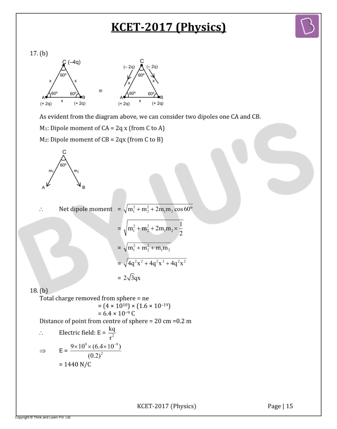 KCET 2017 Physics Question Paper with Solutions