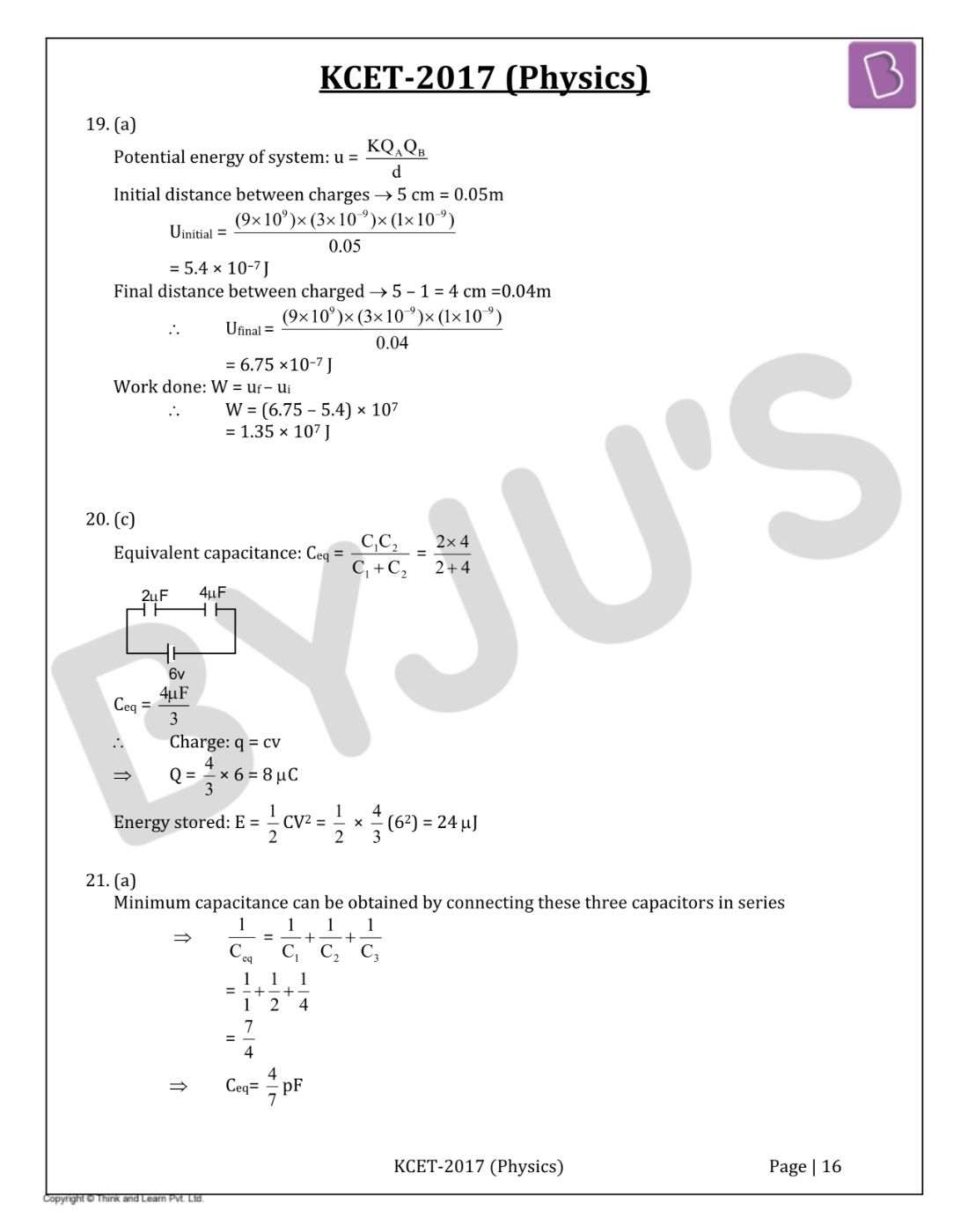 KCET 2017 Physics Question Paper with Solutions