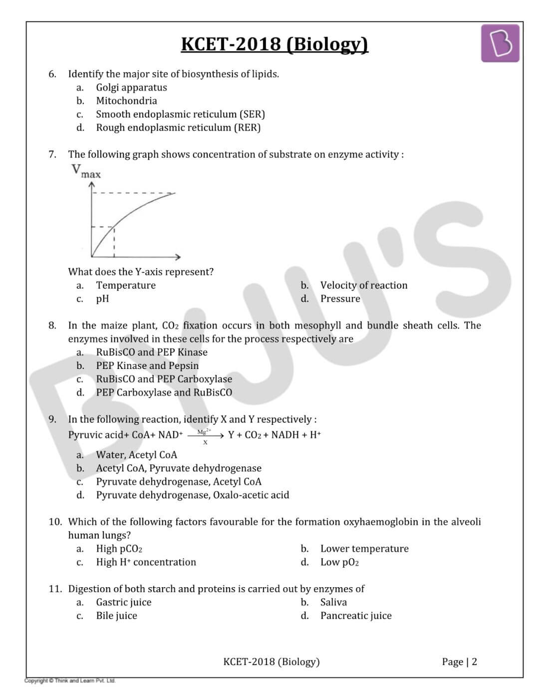 KCET 2018 Biology Question Paper with Solutions