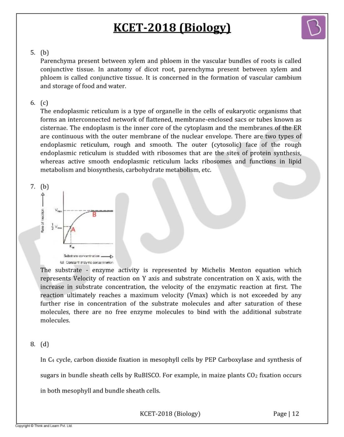 KCET 2018 Biology Question Paper with Solutions